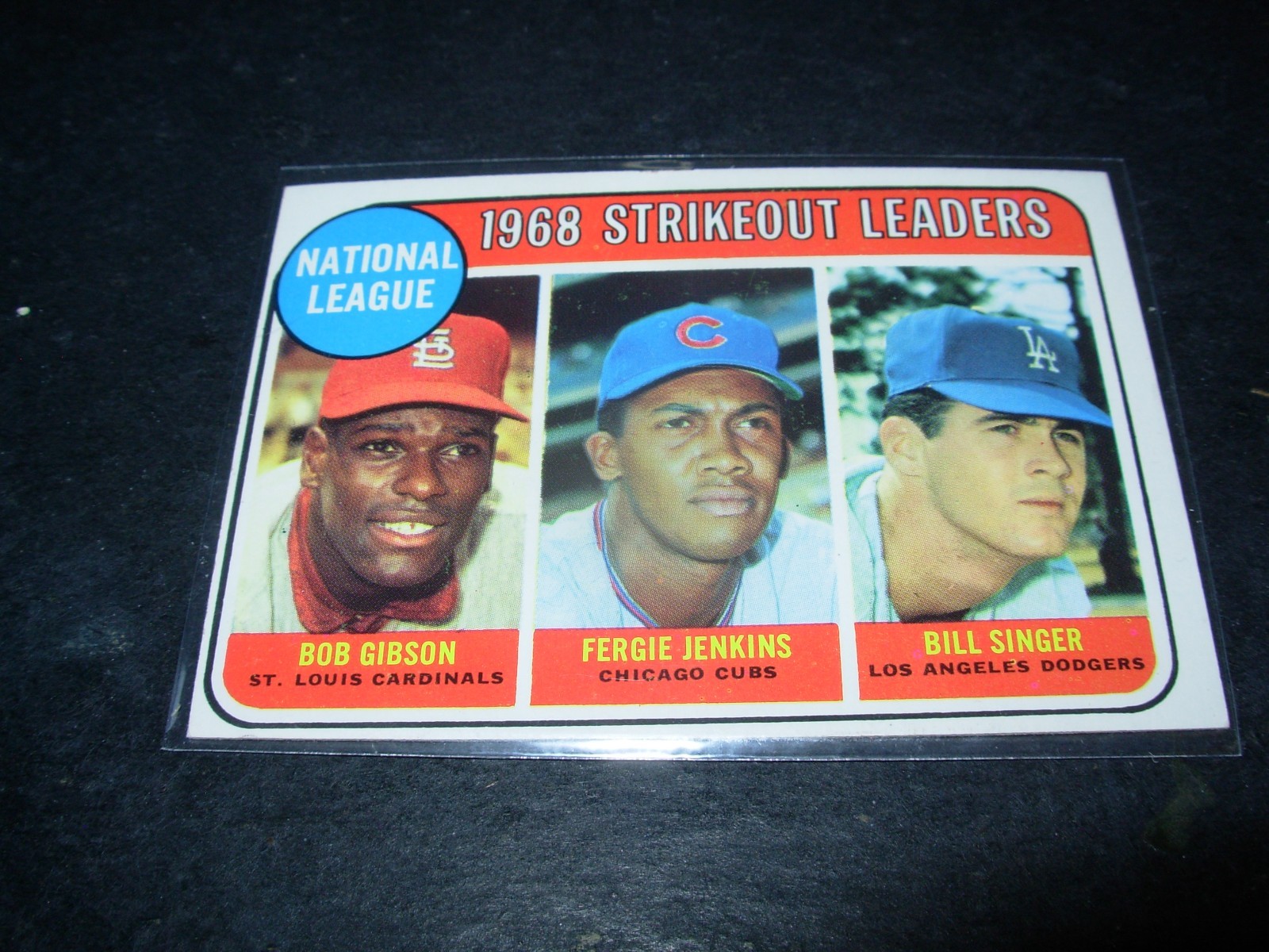 1969 Topps Baseball #12-1968 NL Strikeout Leaders-Gibson, Jenkins, Singer