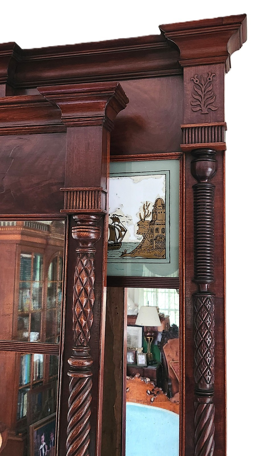 Nr Pair Pier, Trumeau MIRROR, Looking Glass, F Stoppani, NYC, Federal c1820, 50″