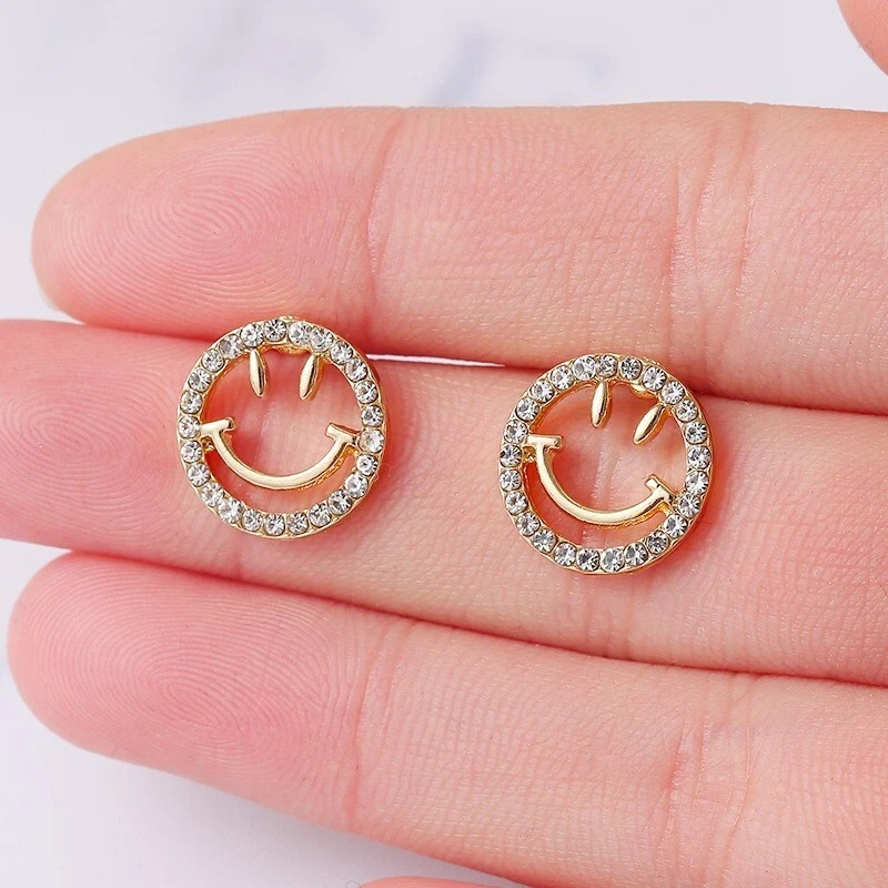 1Ct Round Lab Created Diamond Women’s Face Stud Earrings 14K Yellow Gold Plated