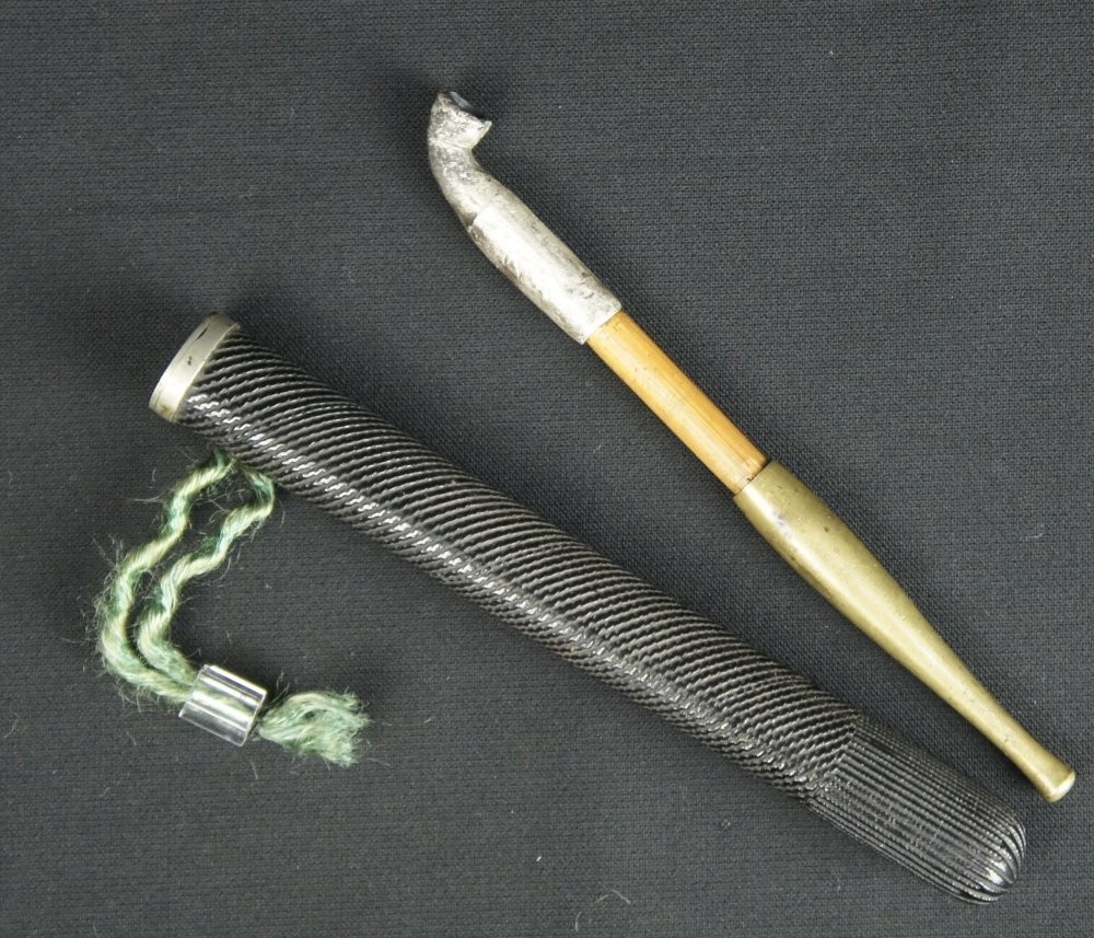 Japan antique Kiseru silver pipe 1800 Edo hand craft tobacco