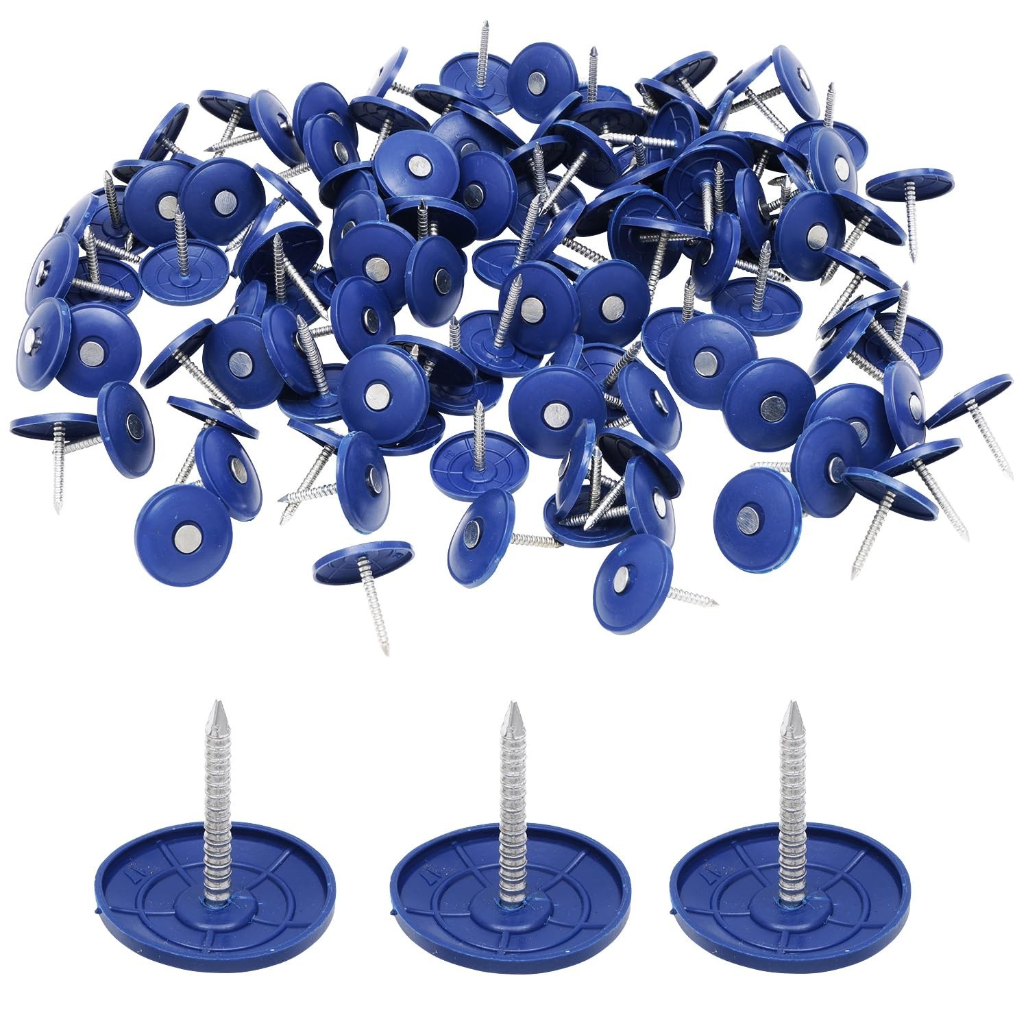 Plastic Cap Nails, 200 Pcs Roofing Nails, 1 inch Galvanized Tar Paper Nails f…