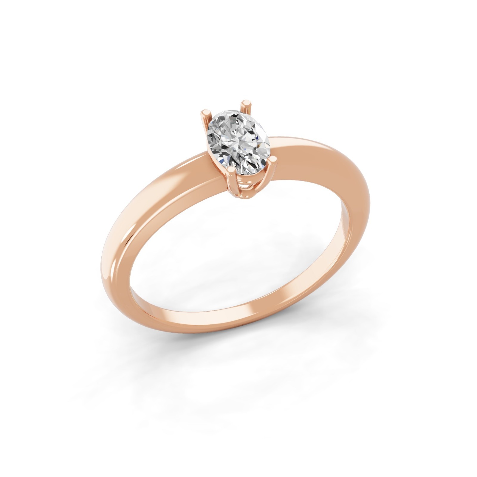 0.50 Ct Lab Grown Oval Diamond Solitaire Band Ring 9K Rose Gold Wedding Gift
