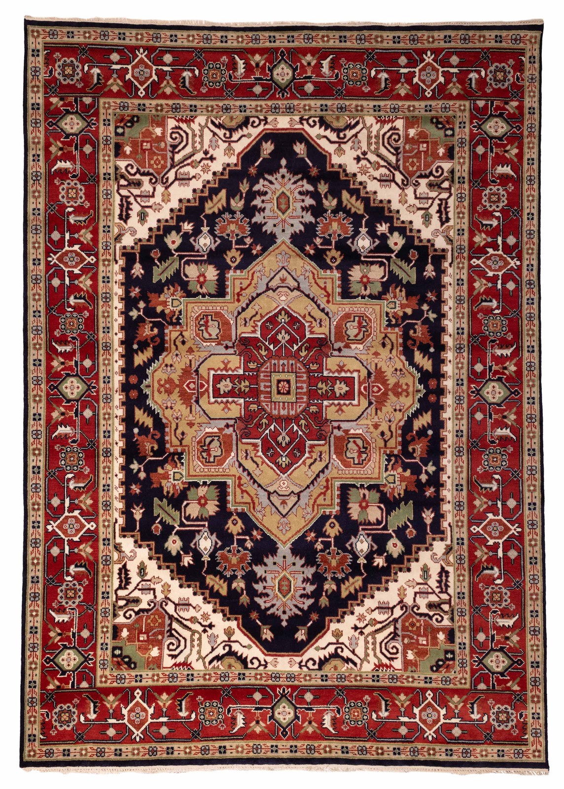 Vintage Geometric Area Rug 9’11” x 13’9″ Traditional Hand-Knotted Wool Carpet