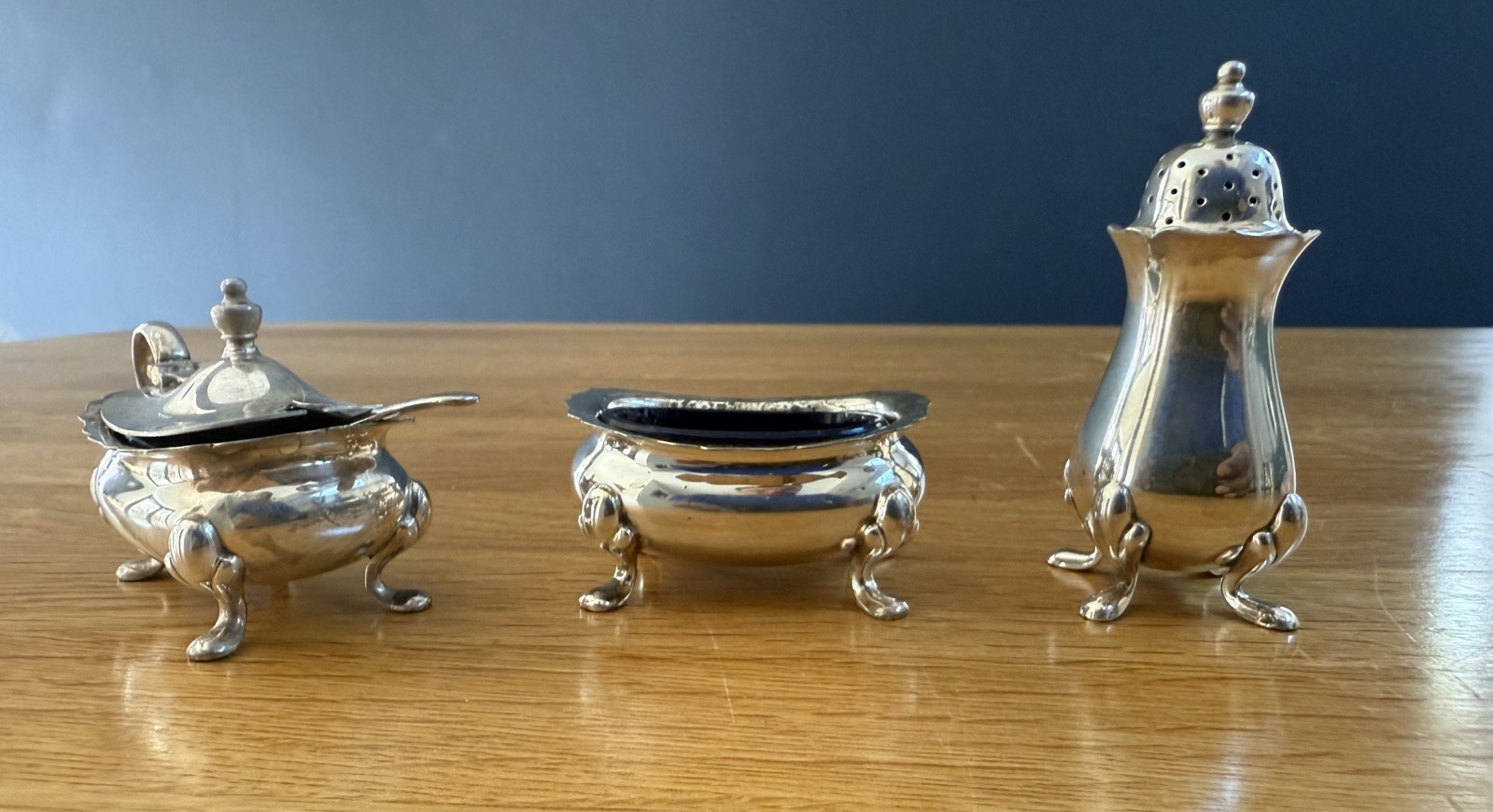 Regis Plate silver 3 Piece Cruet Set Condiments Made in England EPNS