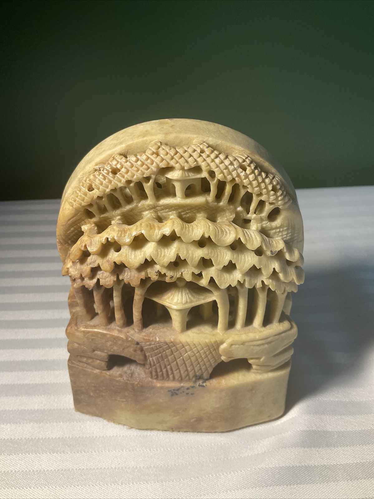 Stone Carving with Temples & Waterfall