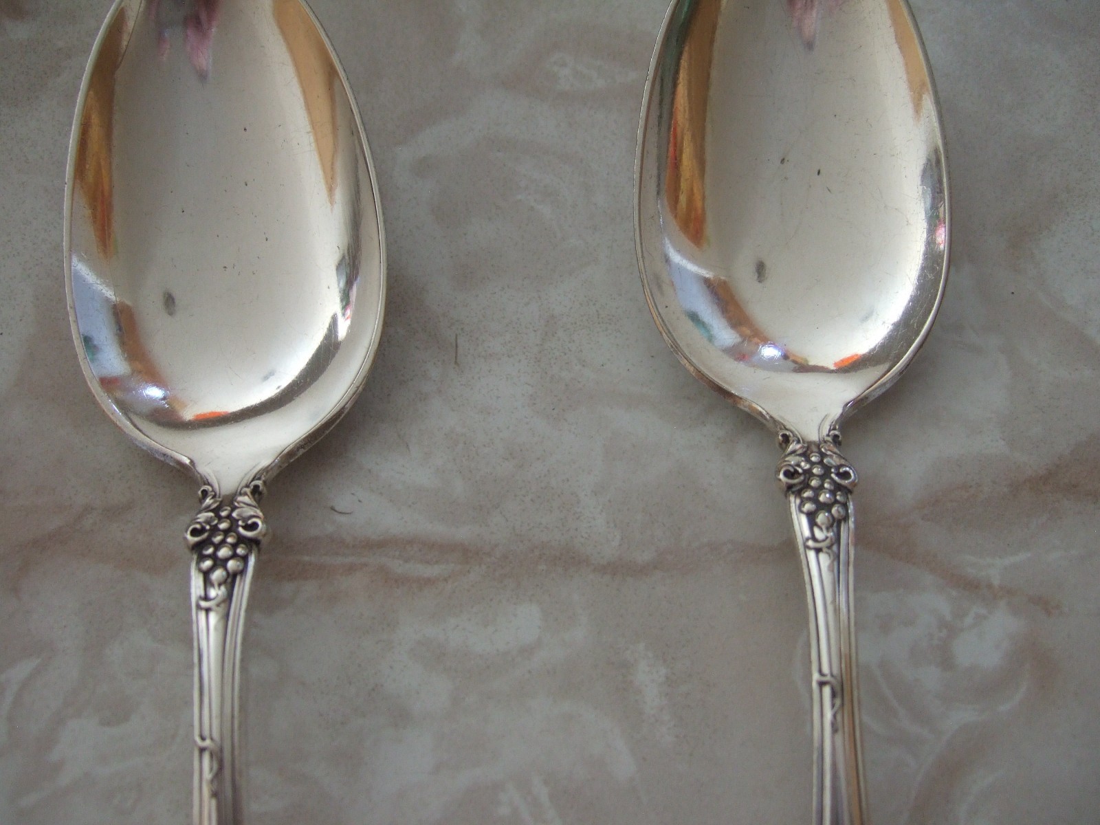 2 SOLID SERVING SPOONS 1847 ROGERS BROS VINTAGE GRAPES Pattern Silverplate