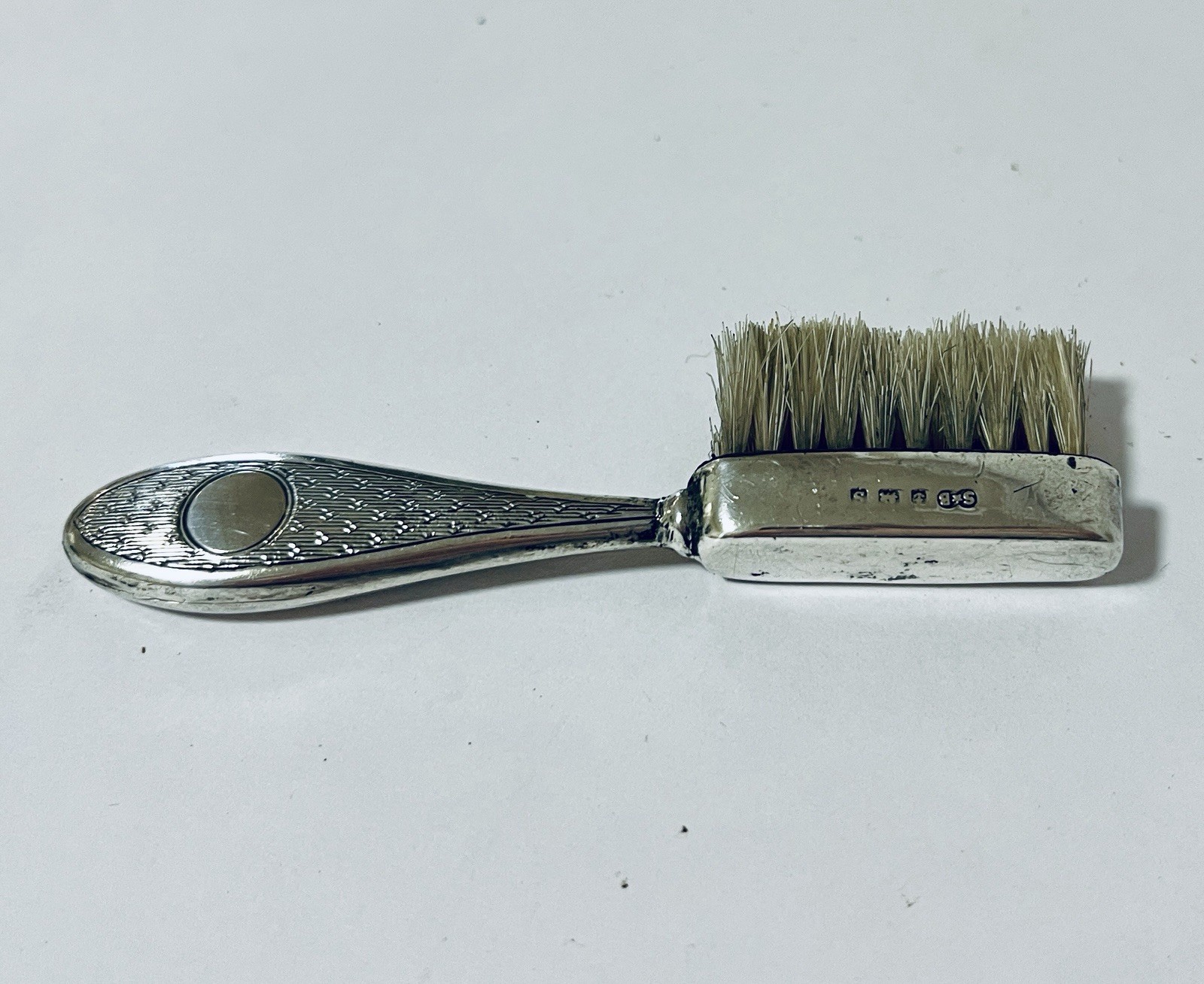 Antique Solid Sterling Silver Miniature Moustache Brush 1917