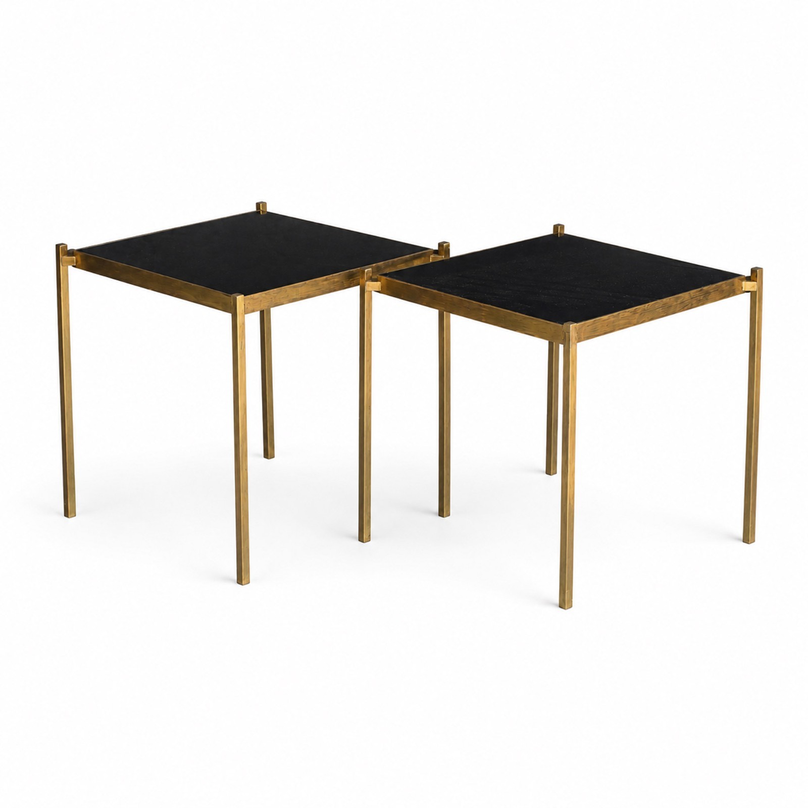 Mid 20th Century matched pair of Italian brass side tables