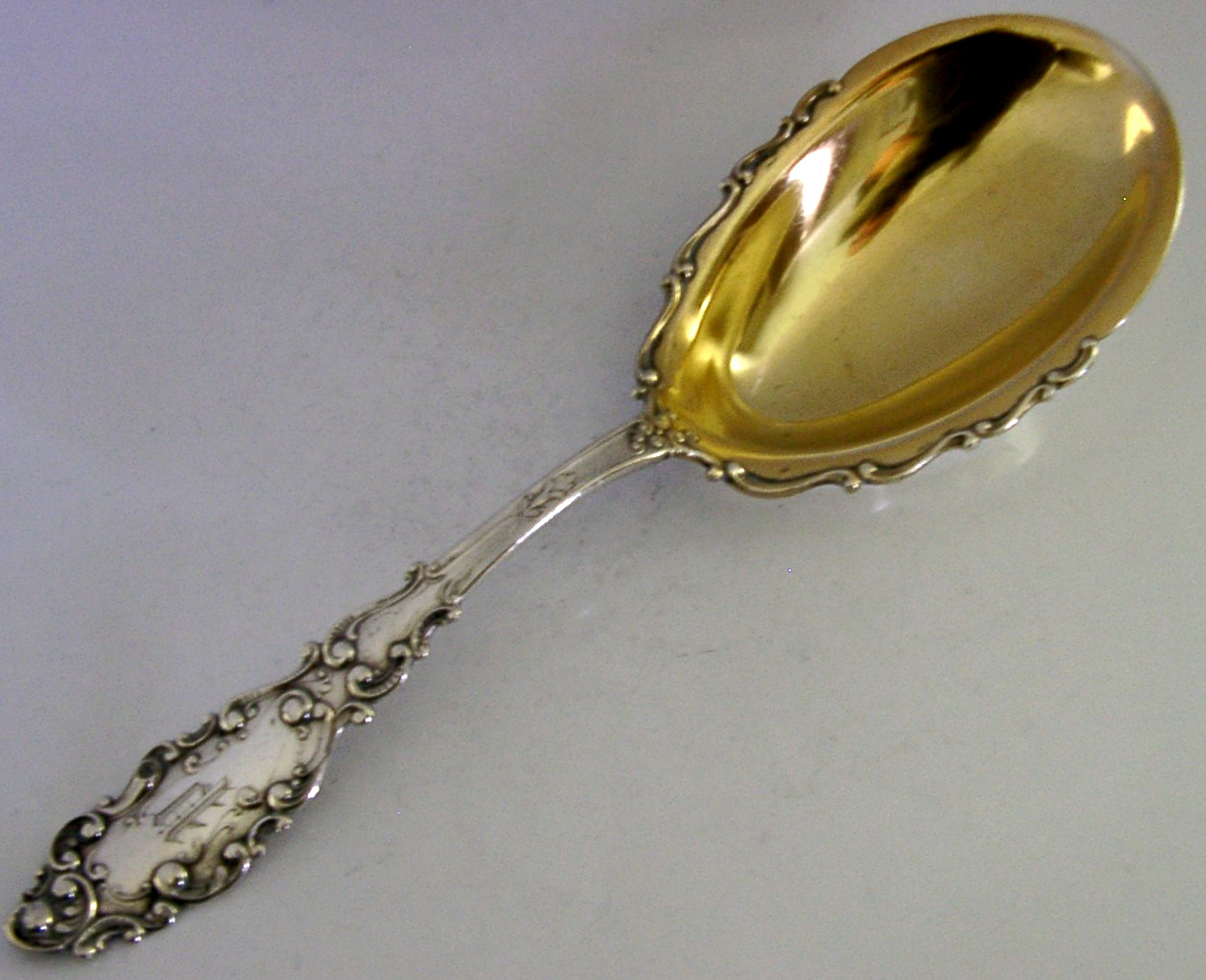 LARGE 90g AMERICAN STERLING SILVER SERVING SPOON c1890’s GORHAM LUXEMBOURG