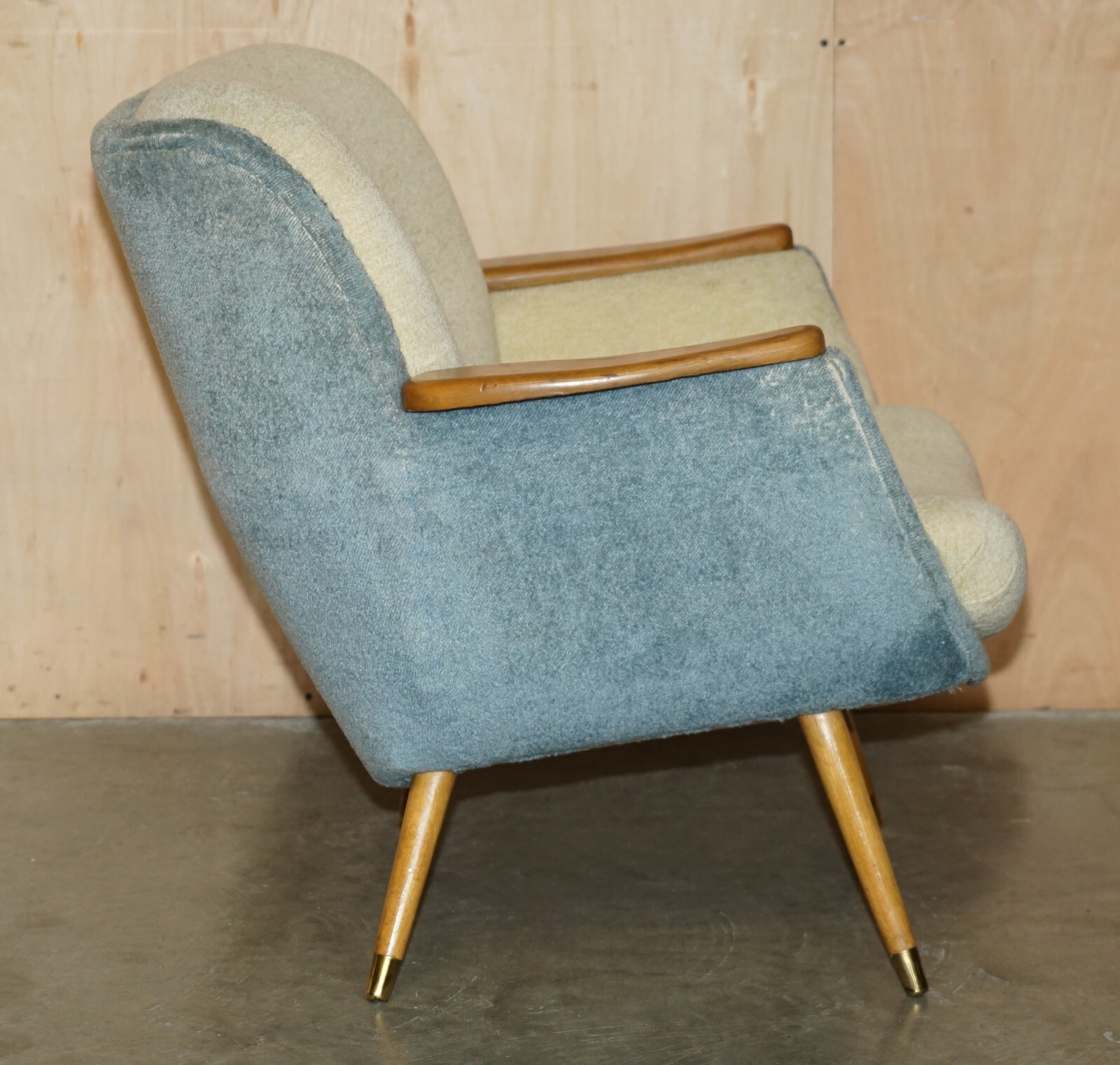PAIR OF VINTAGE FRENCH CIRCA 1960’S CLUB TUB ARMCHAIRS WITH WALNUT & BEECH FRAME