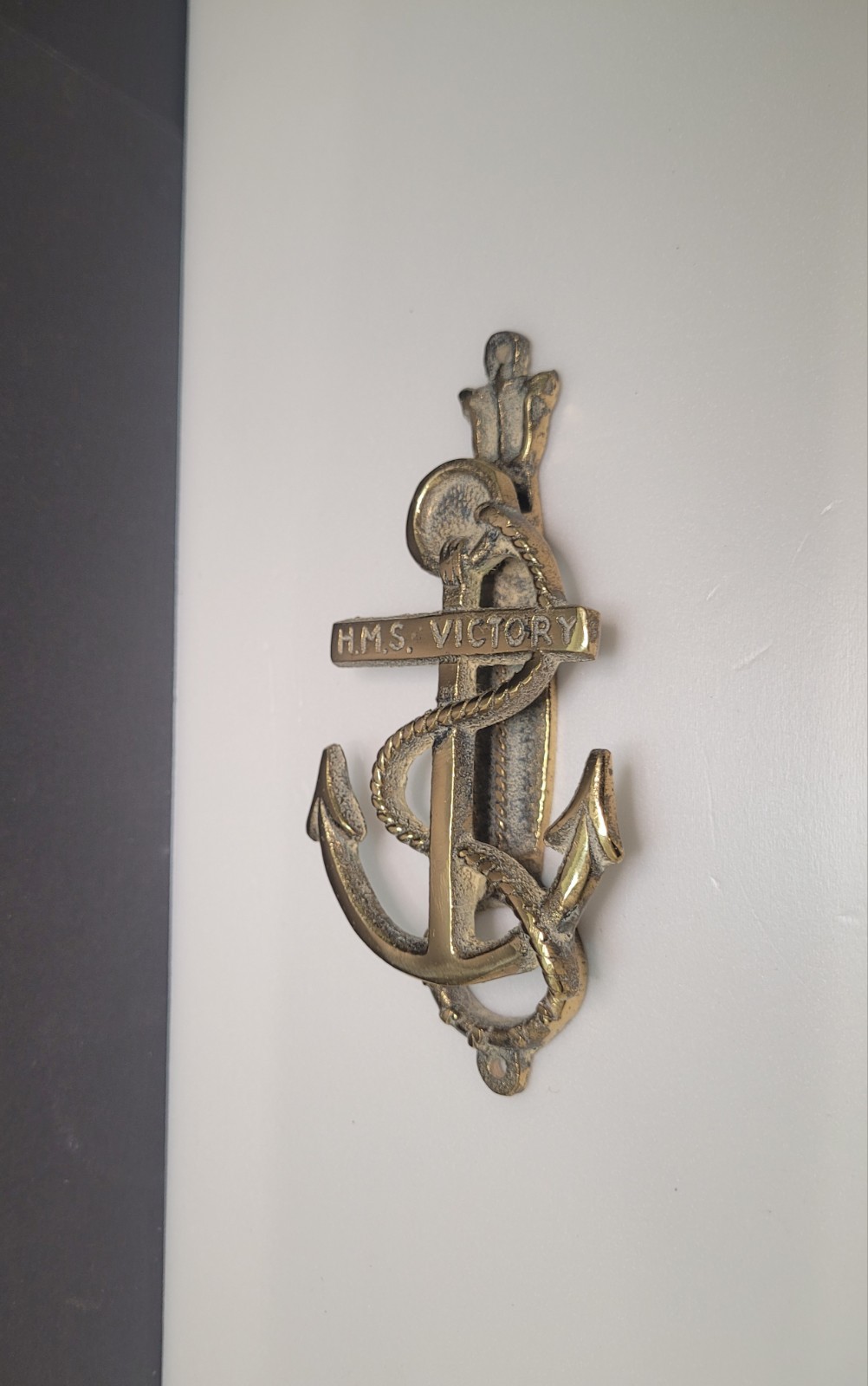 Vintage Brass Door Knocker H.M.S Victory Anchor – Nautical – Maritime – Coastal