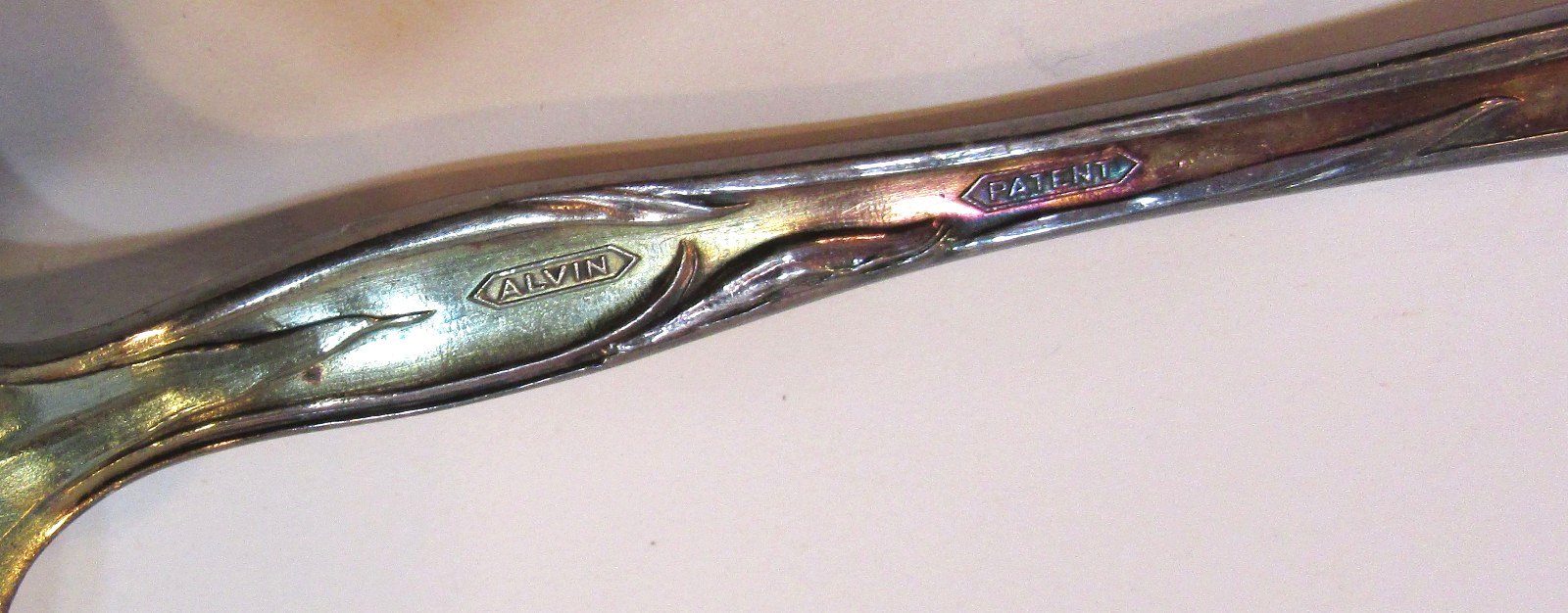 Old 1907 Easter Lily Flower Art Nouveau Alvin Antique Silverplate Serving Fork