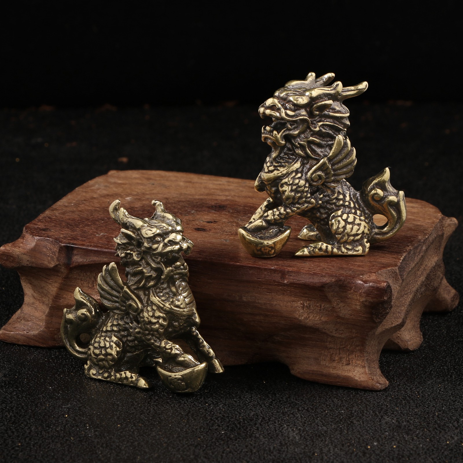 ‌Solid Brass Guardian Statue Pair Home Protection Asian Decor Gift‌