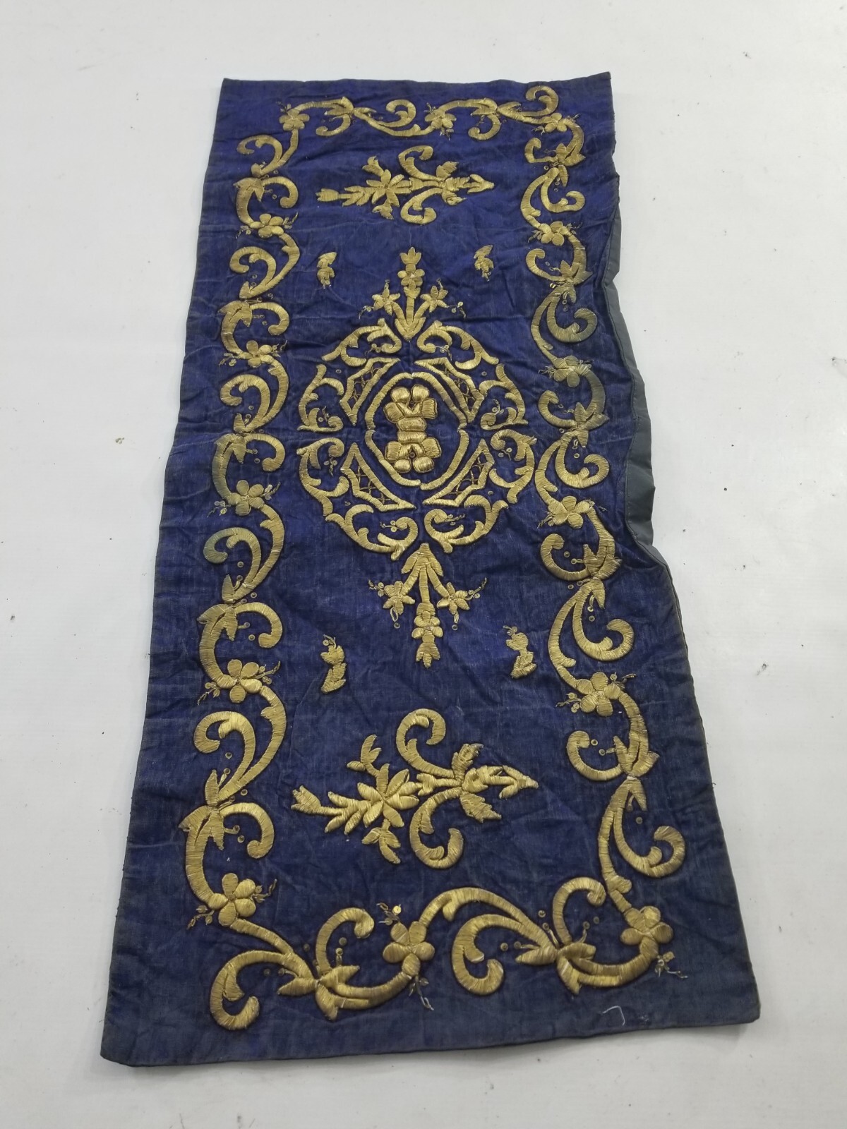 Antique 19thC Ottoman Metallic Embroidered Velvet Panel 88x39cm