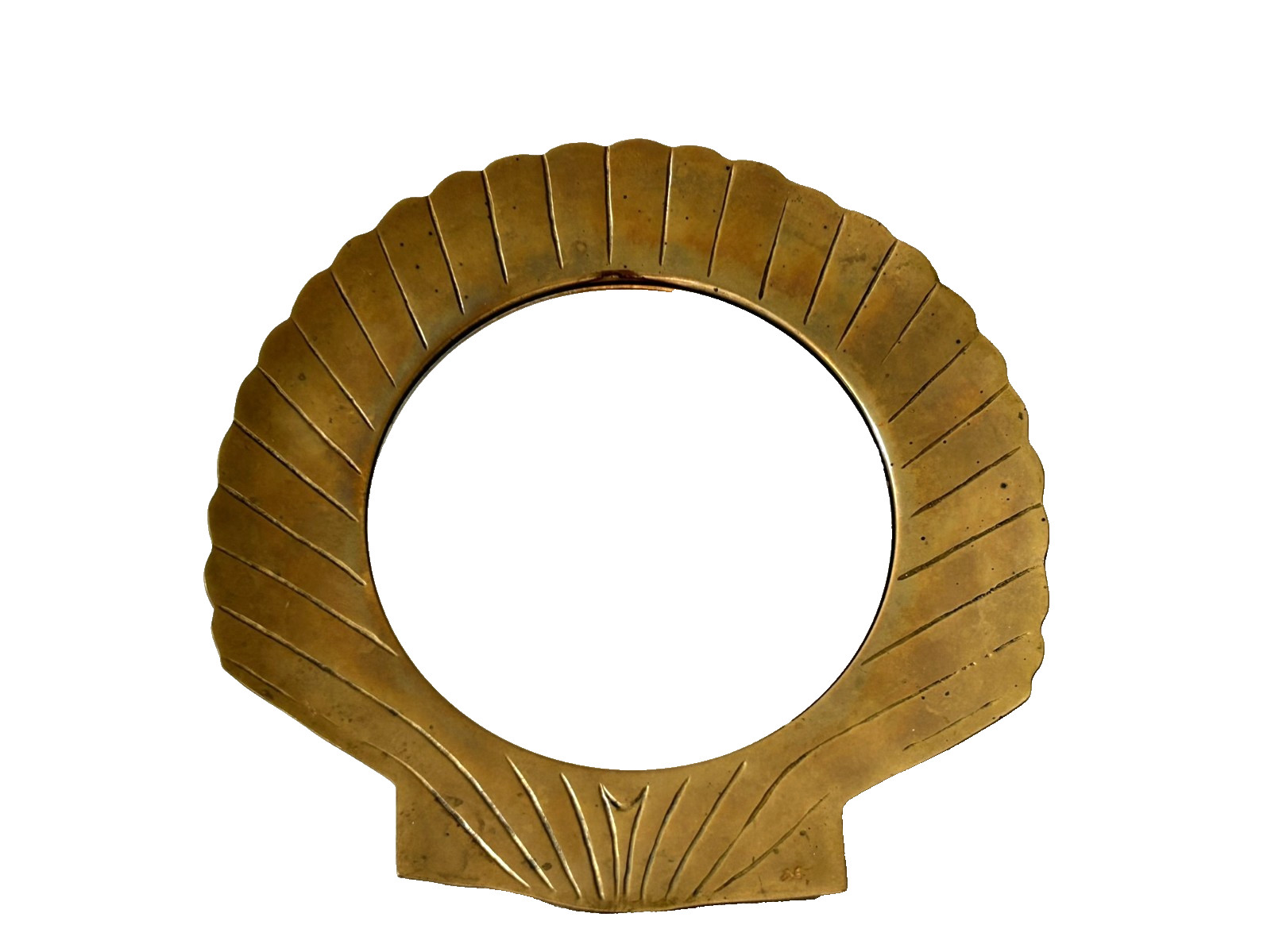 Vintage Solid Heavy Brass Small 11×11” Wall Mirror Sea Shell Shaped