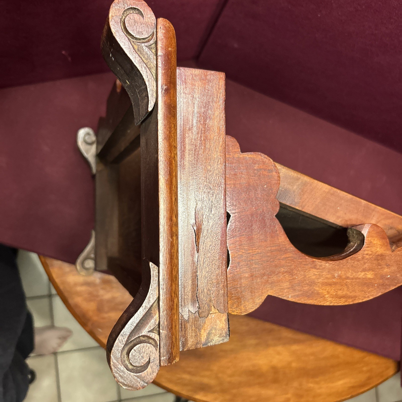 Antique Walnut Vanity Mirror Dressing Table Ornate Gentleman’s Shaving 22.5 X 19