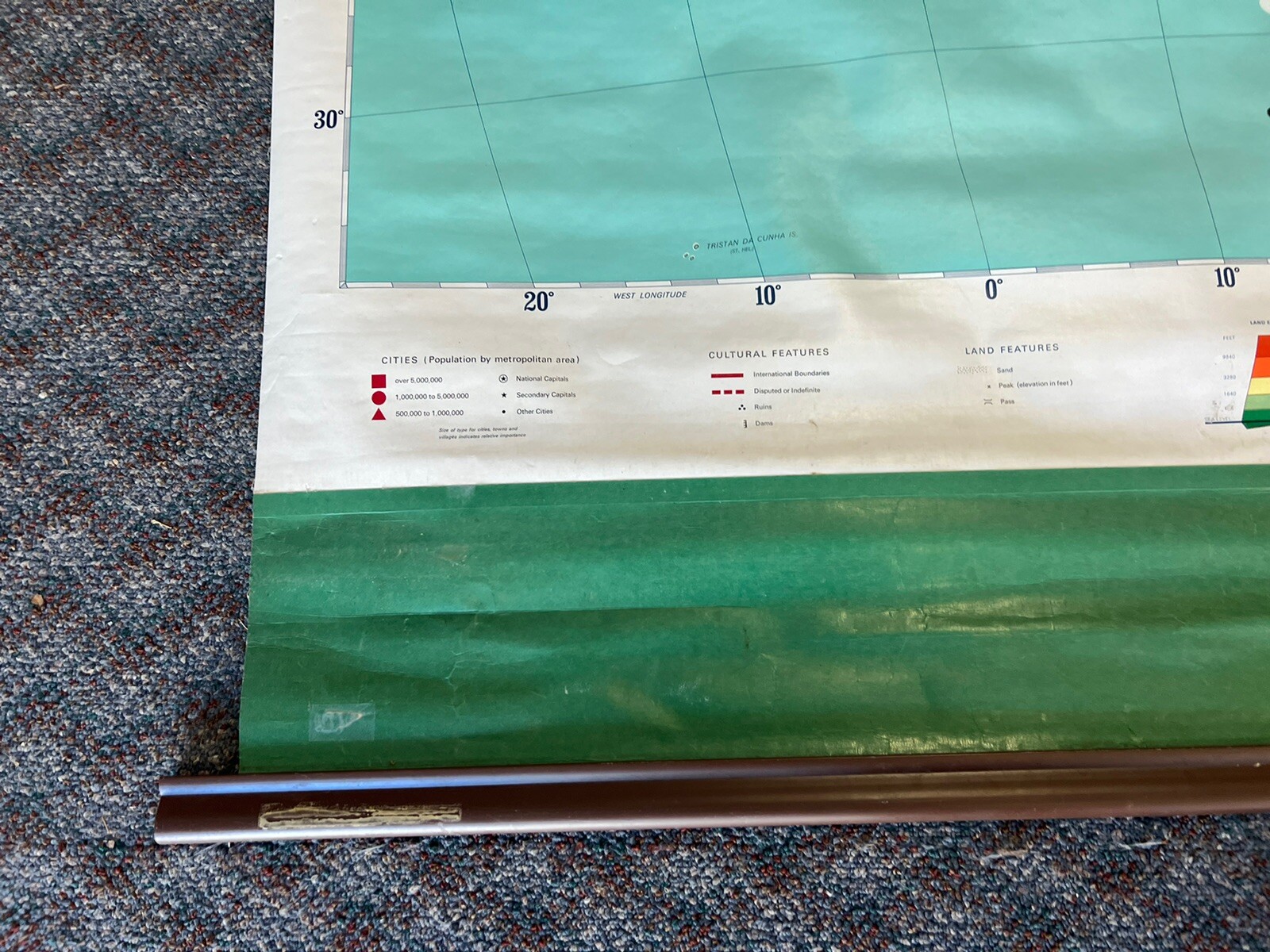 Vintage 1966 Pull Down Map AFRICA school classroom wall art Rand McNally roll up