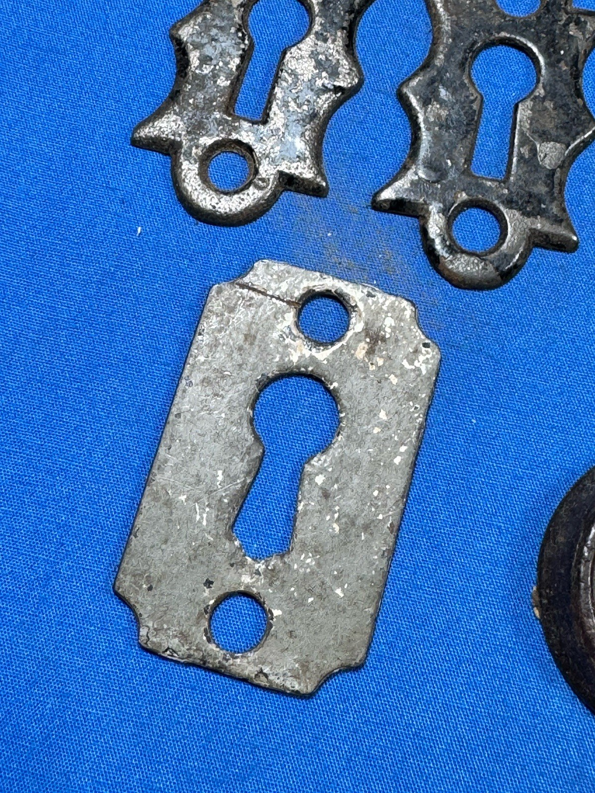 12 Old Keyhole Escutcheons ~ Brass, Iron, Steel Antique & Vintage Door Hardware