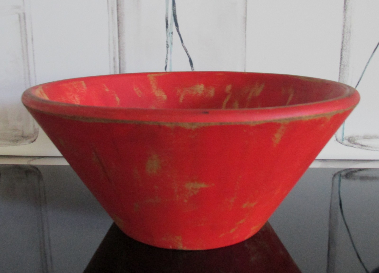 Large Red Vintage Wood Dough BOWL*Primitive/Country/Farmhouse Centerpiece
