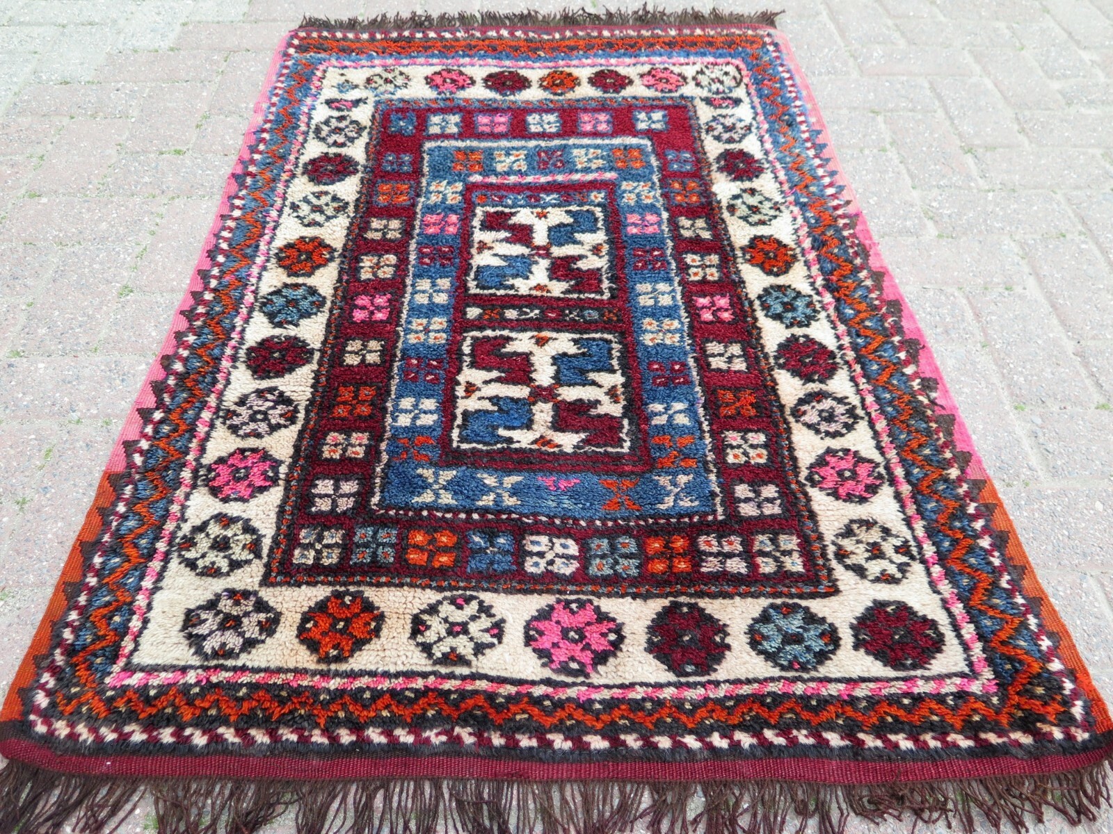 Vintage Turkish Handwoven Carpet, Multicolor Tribal Wool Tapis Rug 35″x48″