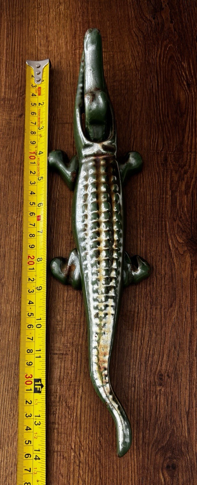 Antique Alligator Nutcracker RARE IRIDESCENT GREEN ENAMEL 1920 Large size 35cm
