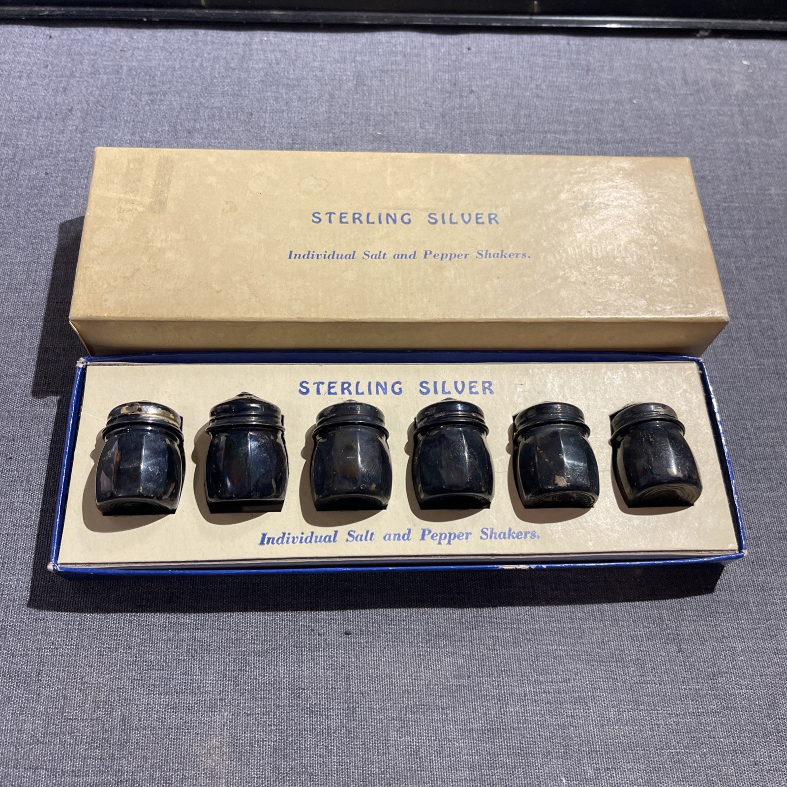 Set of 6 Vintage Mini Sterling Silver Salt & Pepper Shakers 1 1/4″ Approx 1 Oz