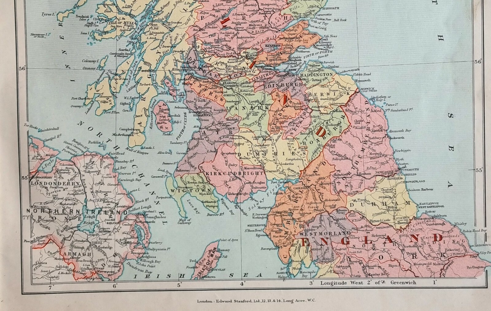 1926 MAP GREAT BRITAIN NORTHERN SECTION SCOTLAND HEBRIDES ABERDEEN FORFAR FIFE