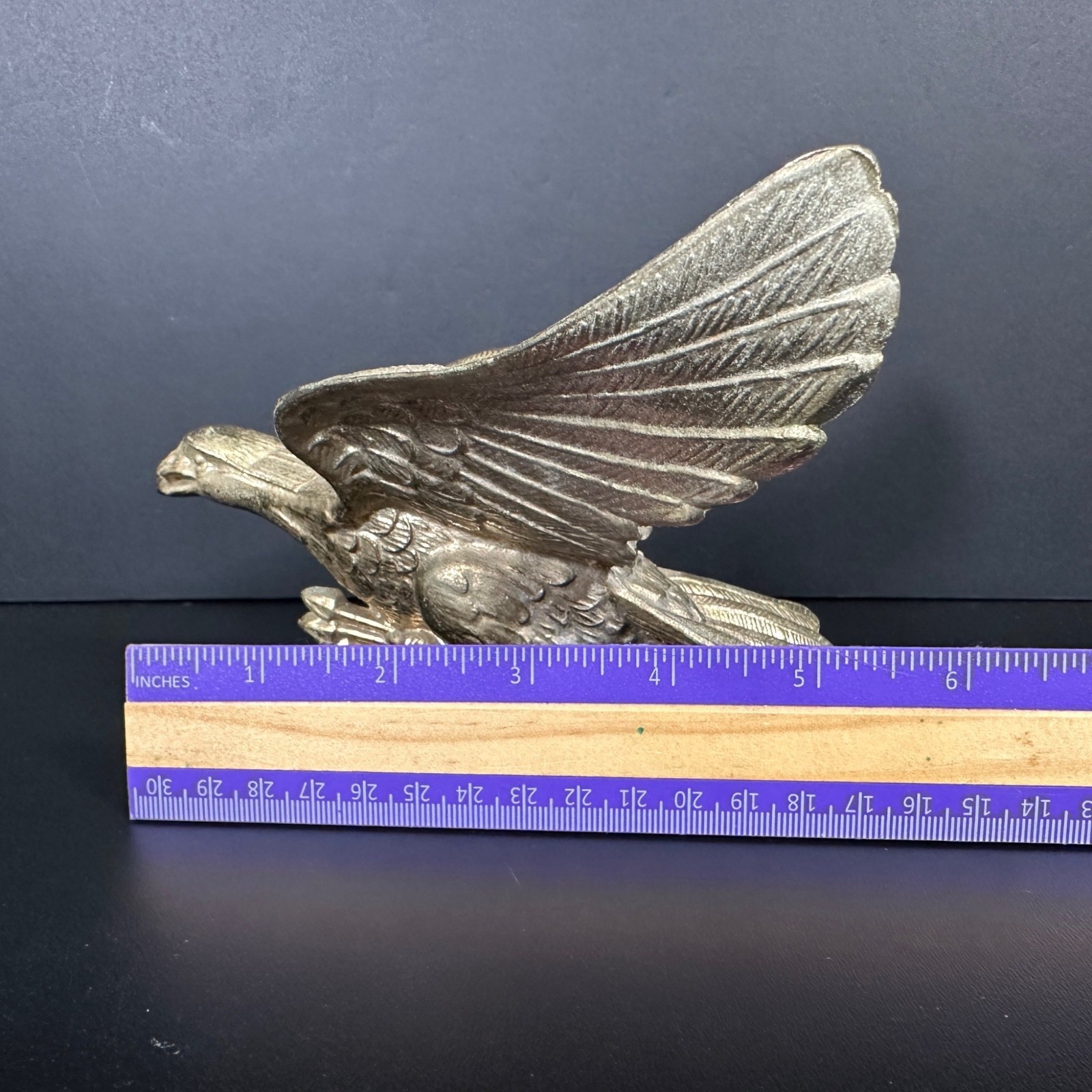 VTG Federal Style Brass American Eagle w Three Arrows Flagpole or Clock Finial