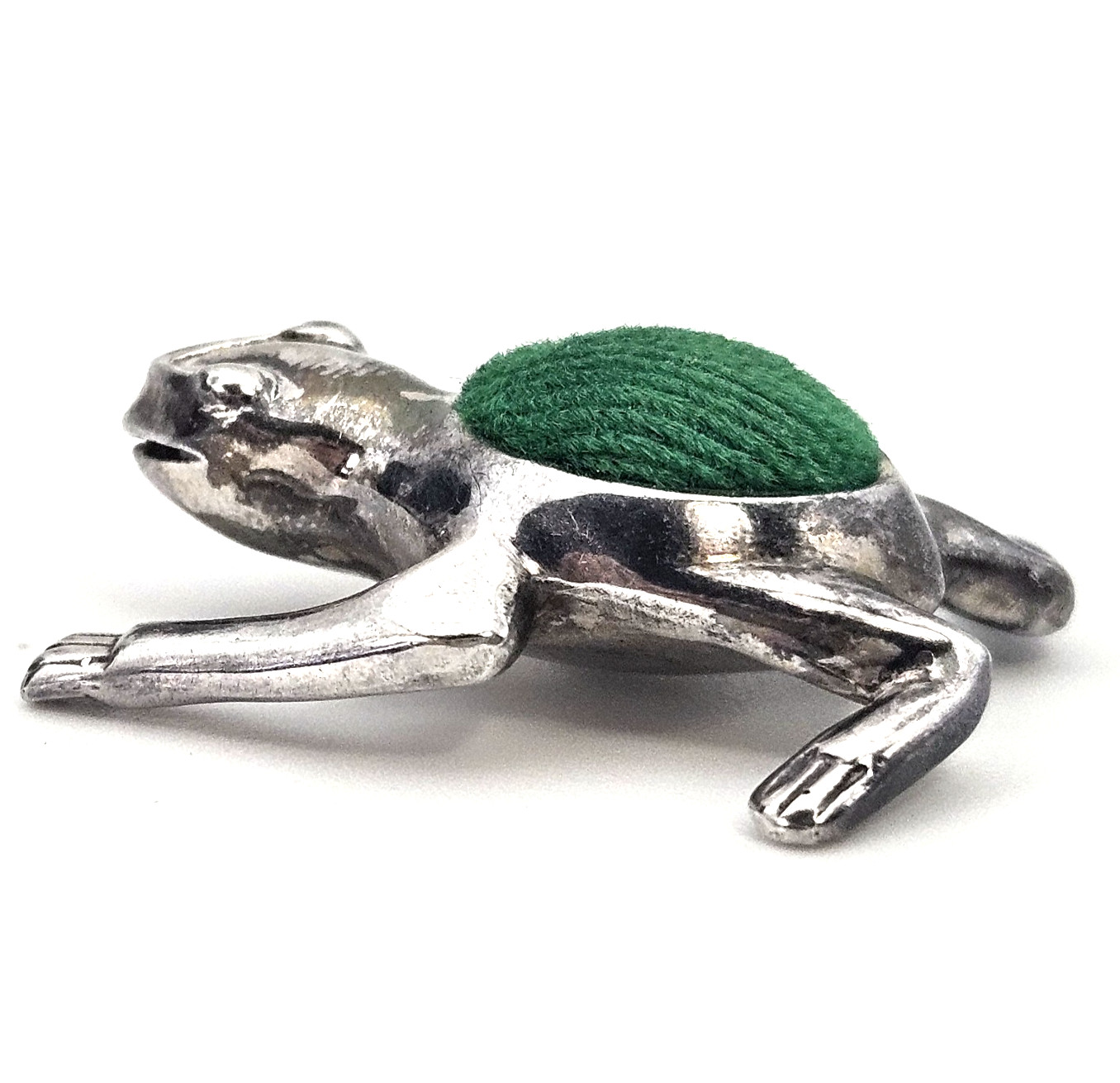 Antique 1912 Birmingham Sterling Silver Frog Pincushion Adie Norman