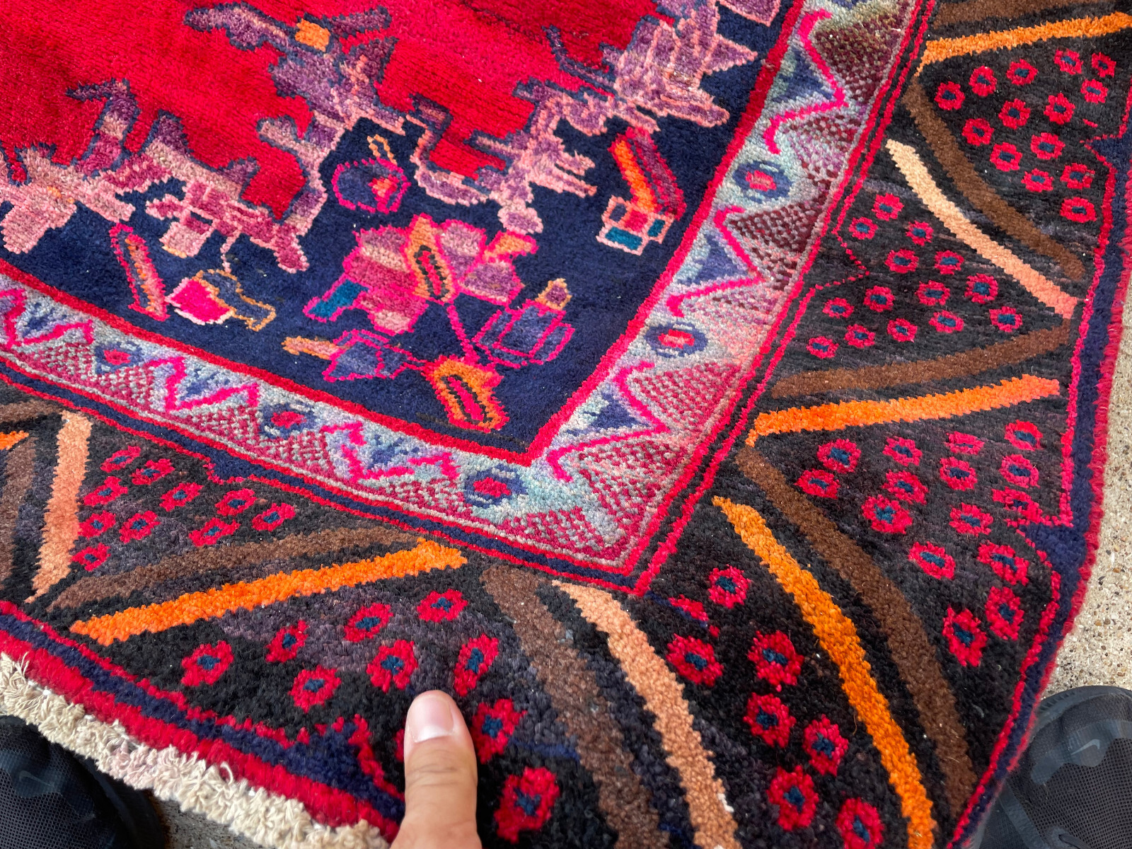 7×10 ANTIQUE ORIENTAL RUG colorful VINTAGE handmade pink blue purple old 7×9 ft