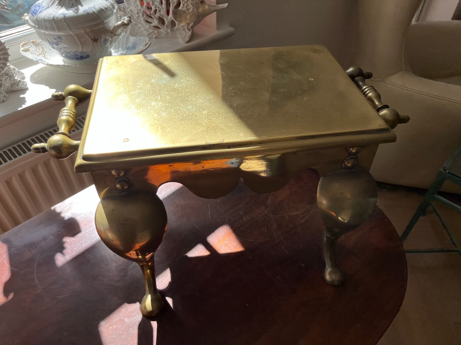 Brass FOOTMAN very heavy solid fireside ANTIQUE metal Victorian…..FREE UK POST