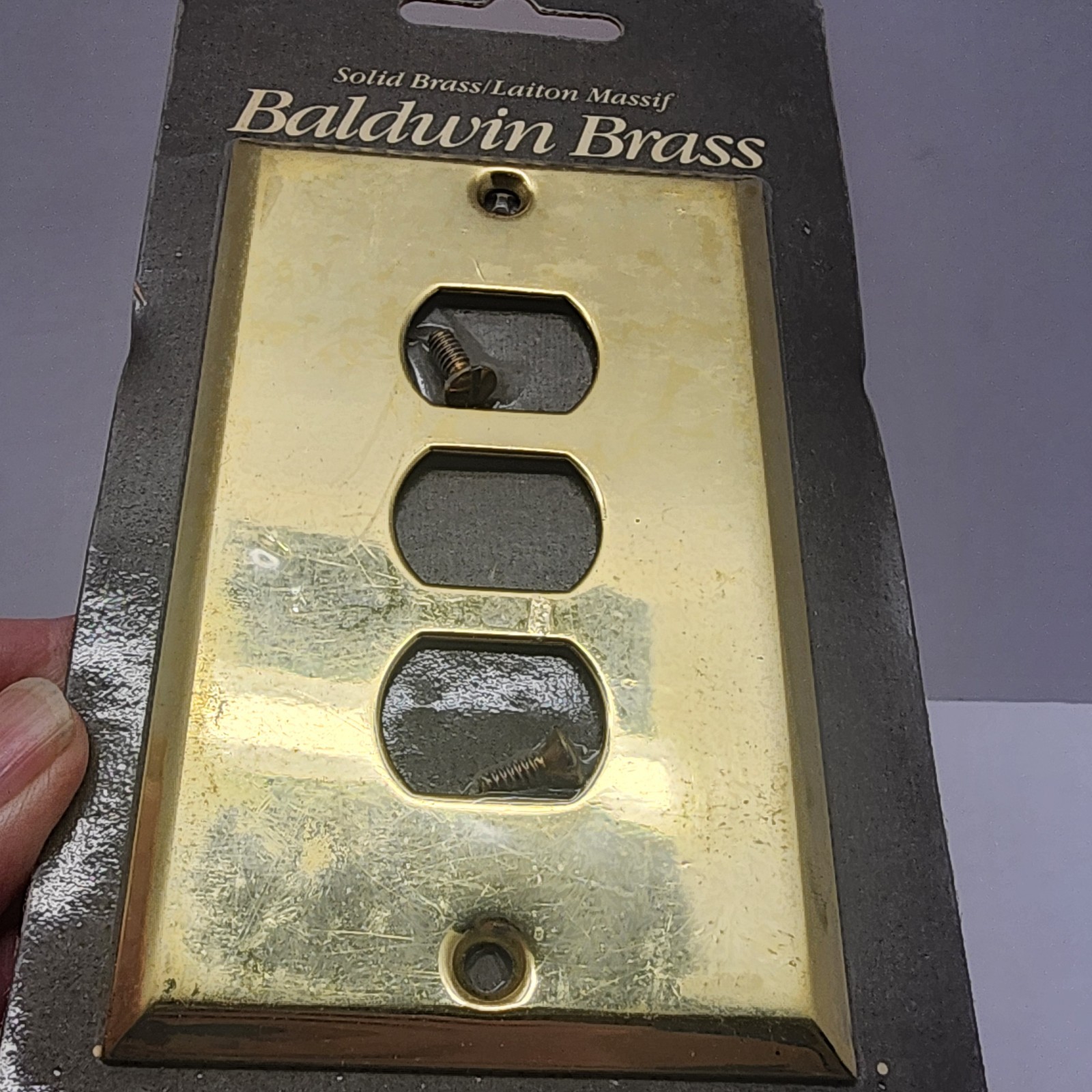 Genuine Baldwin Brass 3 Switch Plate Solid Brass New Old Stock Polished Gold Ton