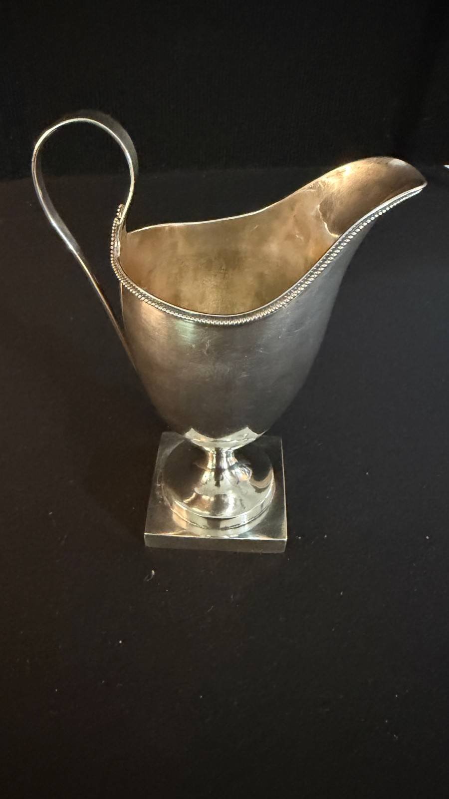 American 18th Century Coin Silver Helmet Cream Jug Circa 1786