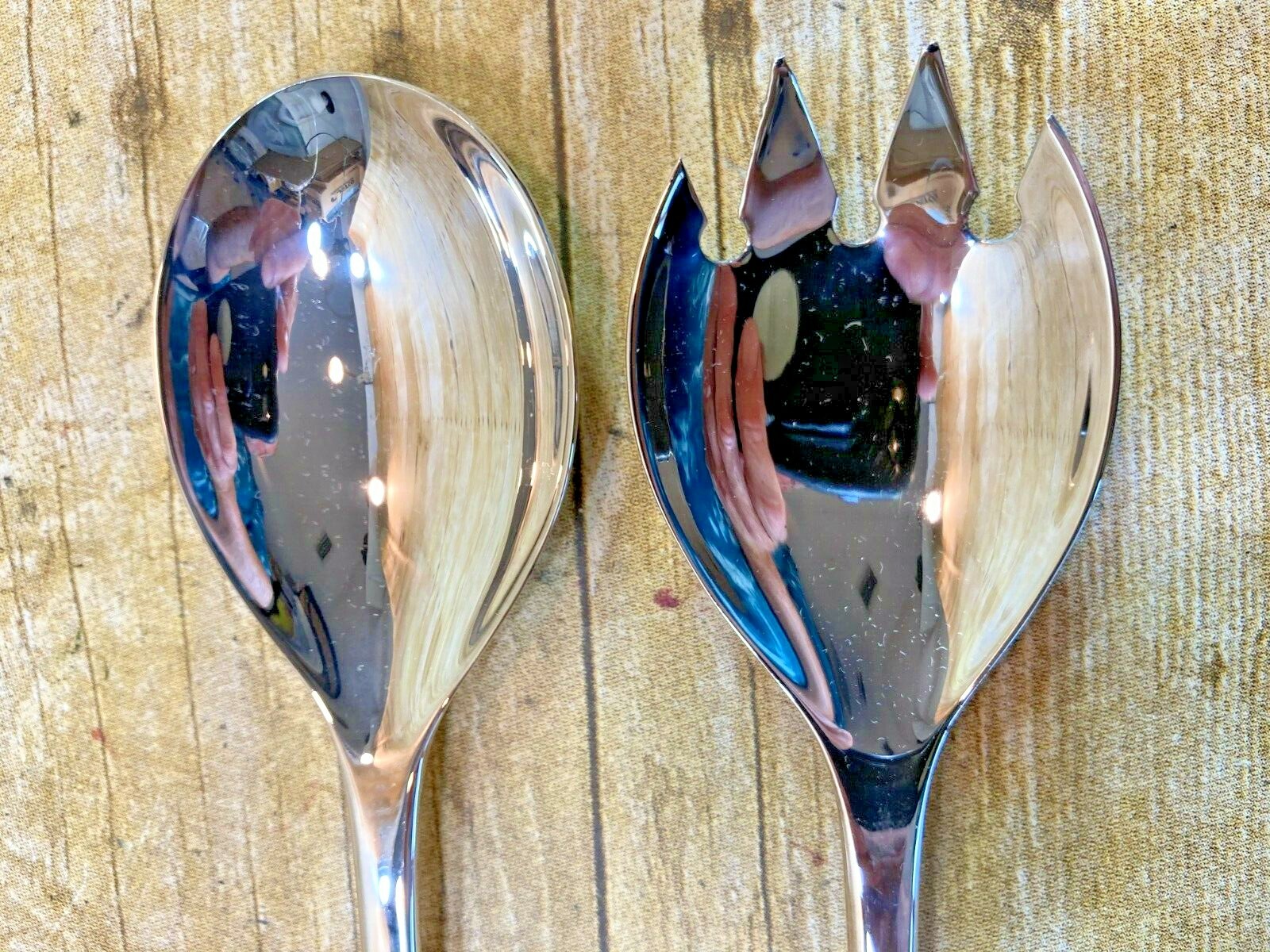 SILVER PLATED TONG SET SPOON & FORK 9 3/8″ X 2″ ⭐️VINTAGE⭐️