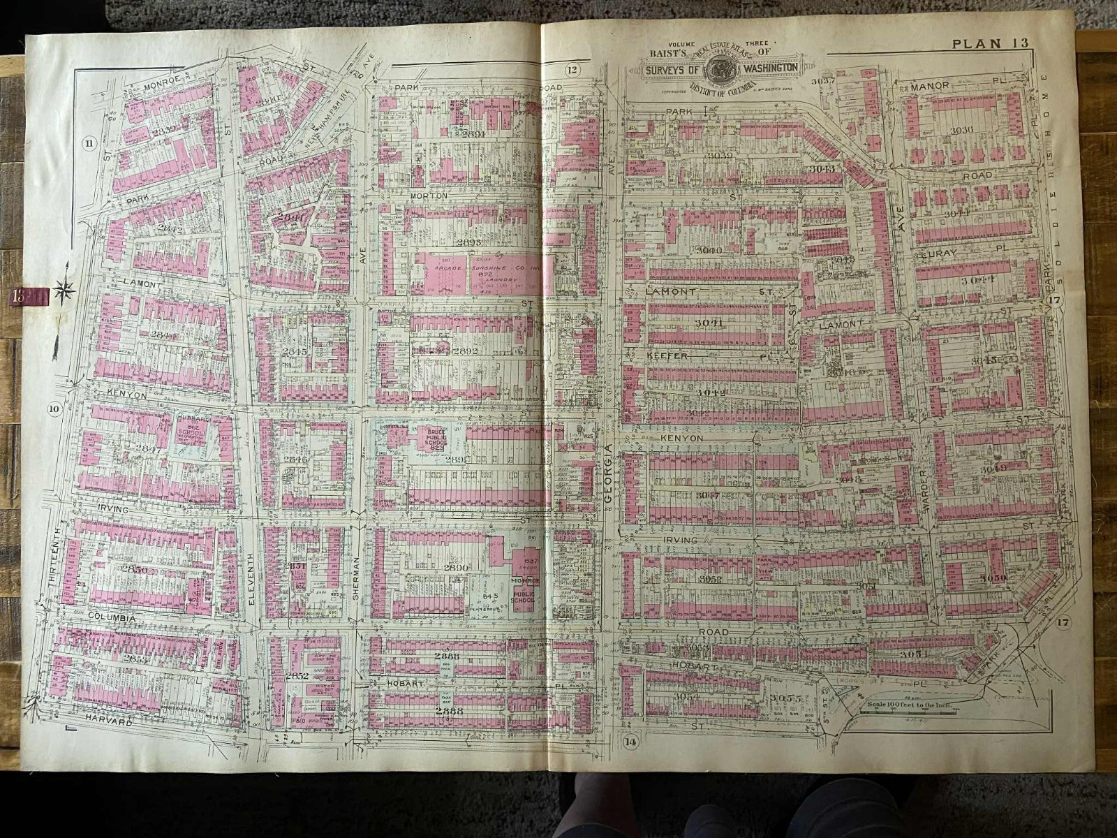 Detailed large plat map. Park View Area (PLAN 13) Washington D.C. 1945
