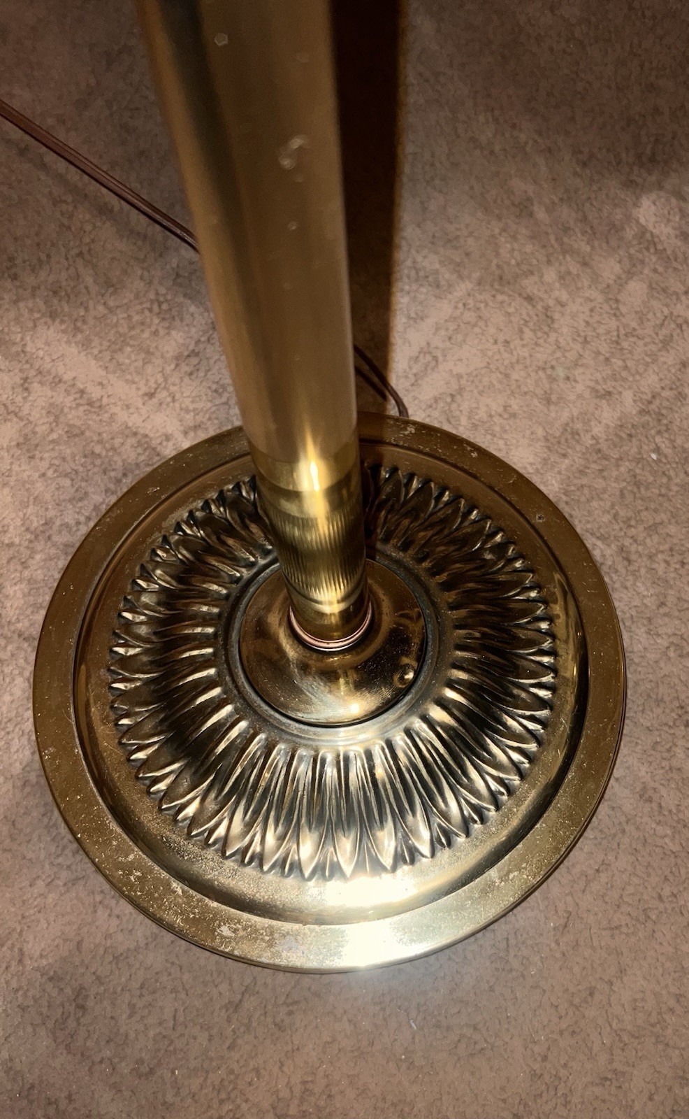 Vintage Touch Torchiere Floor Lamp With Dimmer Gold Forged Brass 80s MCM