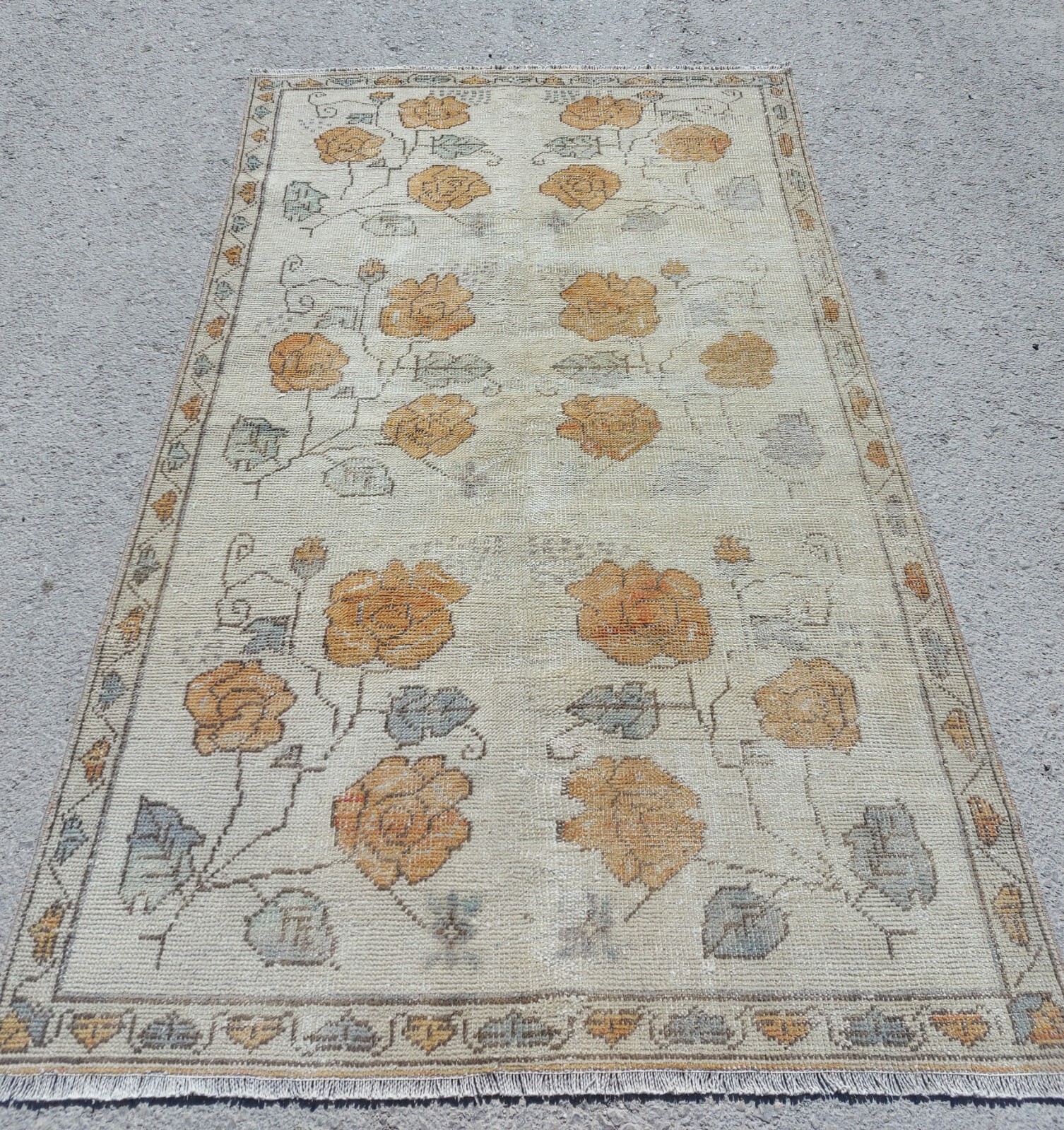 Antique Oushak Rug, Handmade Kitchen Rug, Organic Old Rug, Recional Bohemian Rug