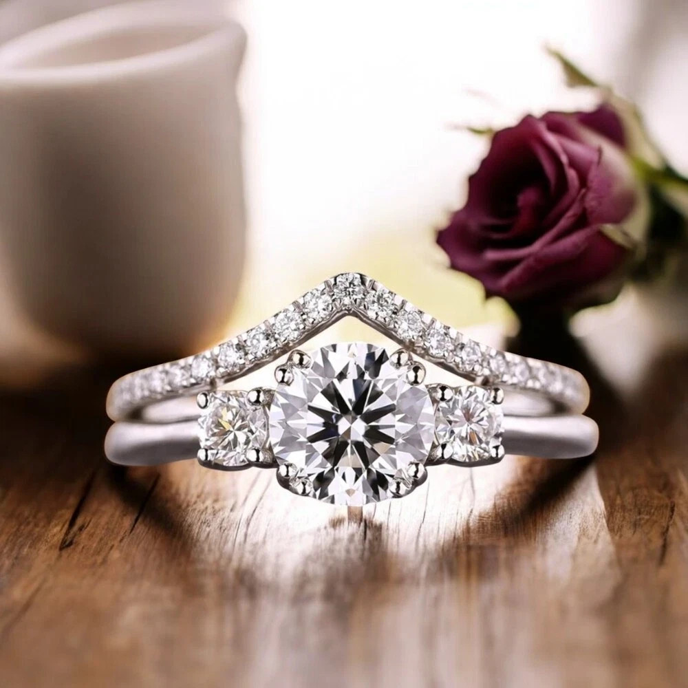 2Ct Round Cut Lab Created Diamond Engagement Bridal Ring 14k White Gold Plated