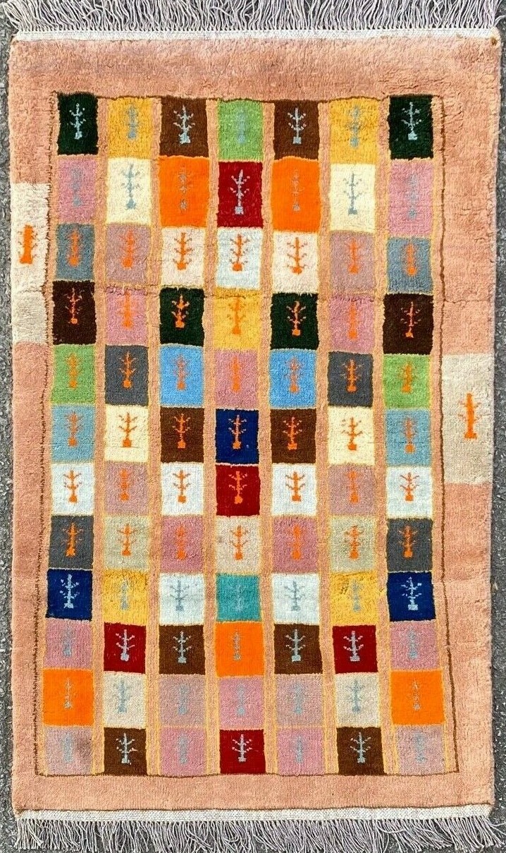 SHAGGY TREE RUG, HAND MADE EASTERN WOOL THICK PILE CARPET (4FT X 3FT) CLEAN