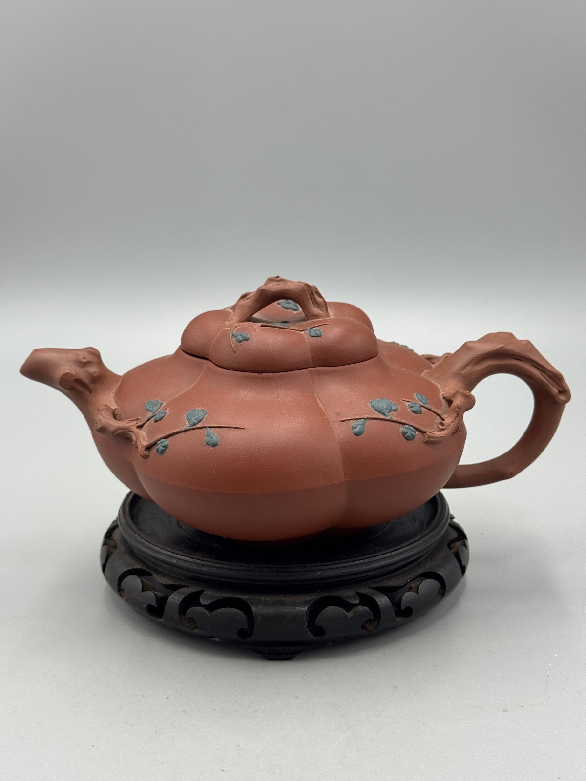 Antique Chinese Republic Period Yixing Zisha Plum Blossom Teapot Circa 1912-1949