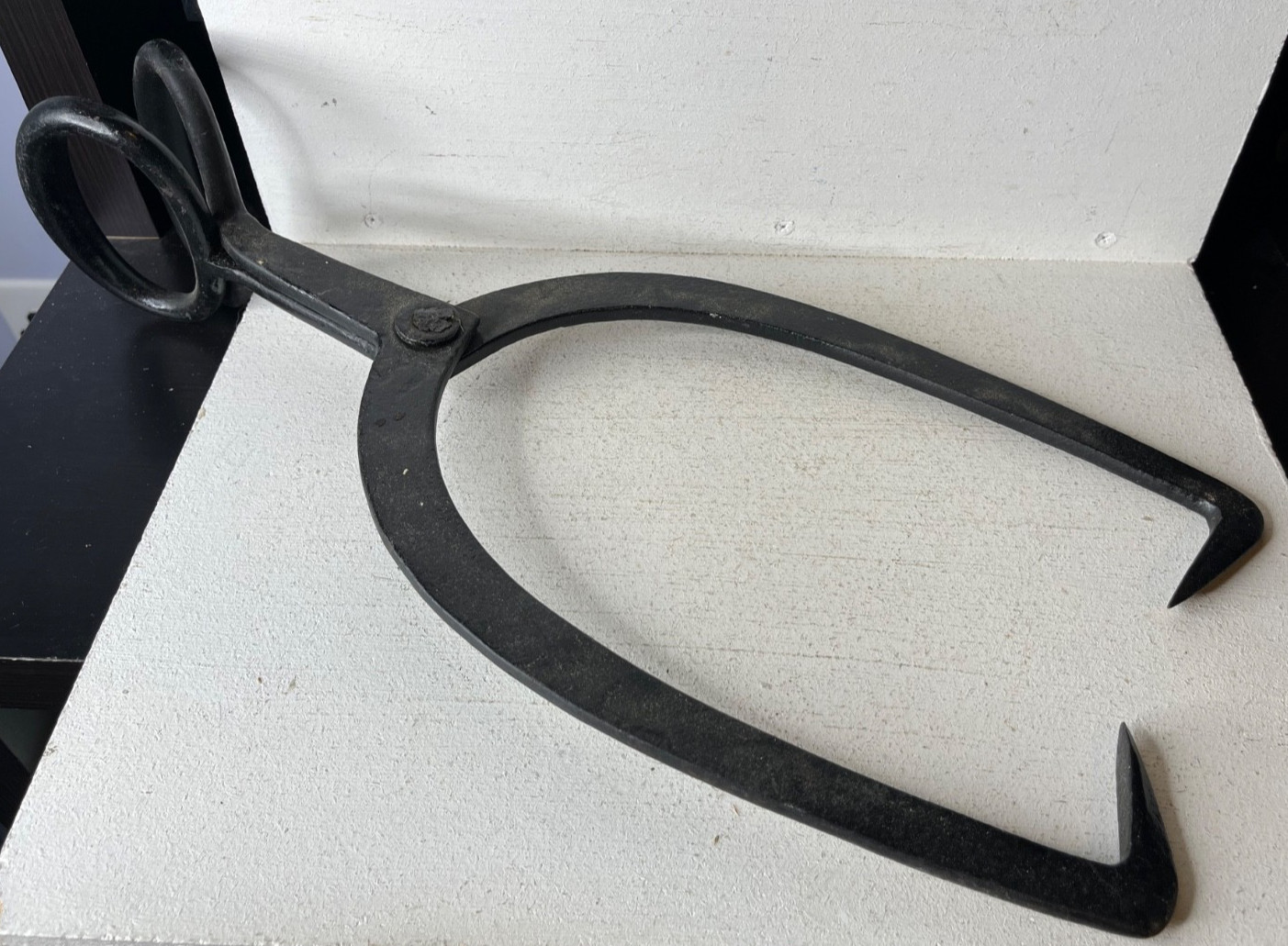 Antique Cast Iron Black Ice Tongs 1930s 1940s Primitive