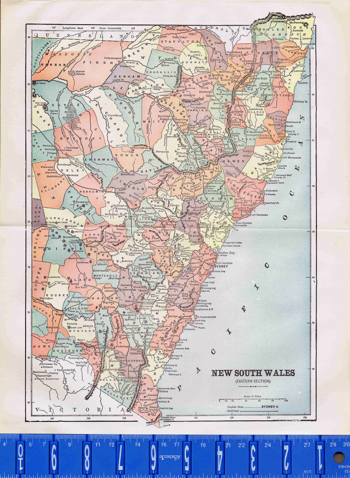 1907 Eastern NEW SOUTH WALES England – Antique Country MAP + BONUS