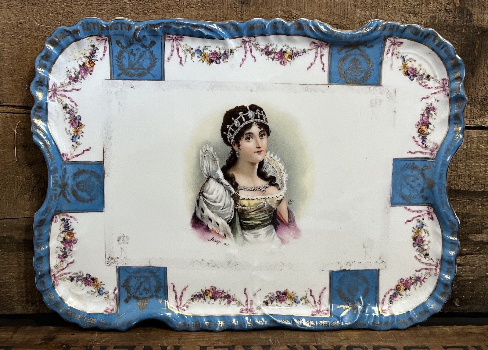 Beautiful Antique 1800s Empress JOSEPHINE BONAPARTE Porcelain Serving Dish Tray