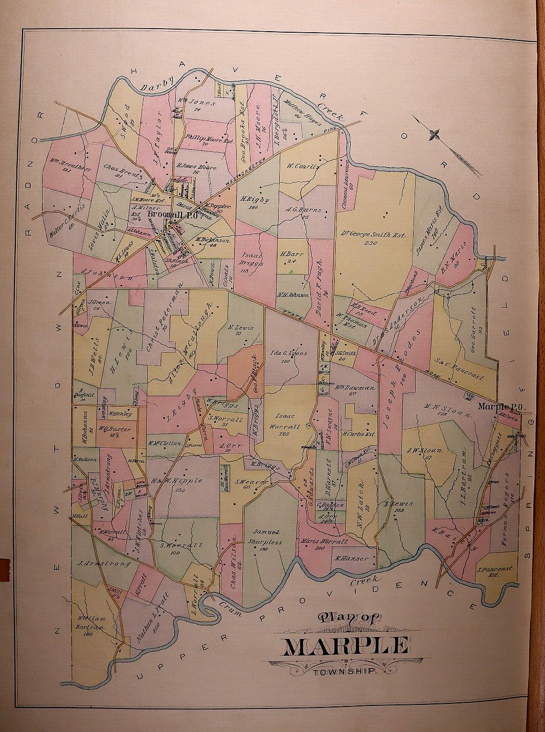 1892 Plat Map ~ MARPLE Twp., DELAWARE Co., PENNSYLVANIA (15×21)-#A04