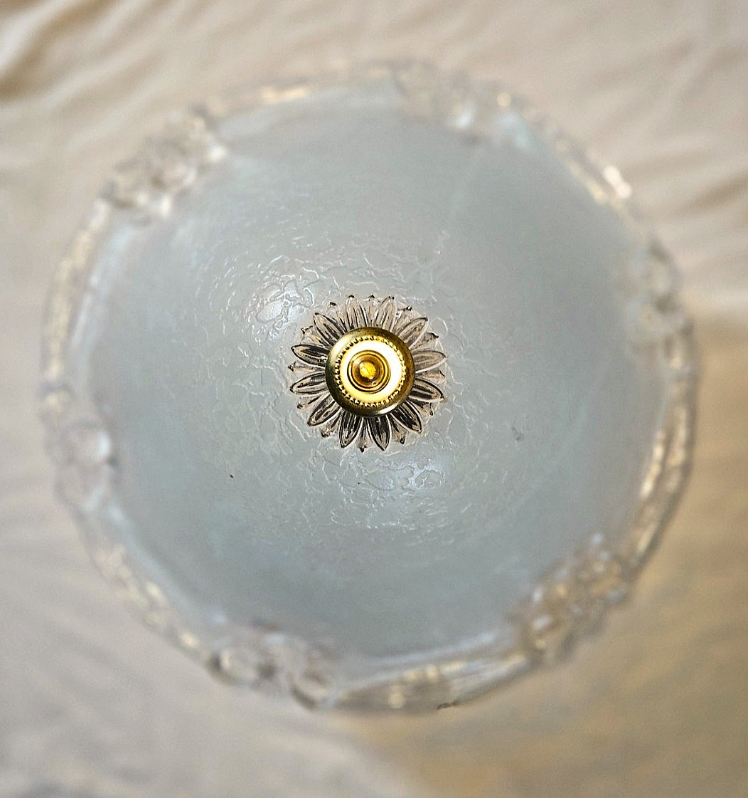 VTG ART NUVEAU FLOWER GLASS SHADE CEILING LIGHT CHANDELIER FIXTURE 1940’s