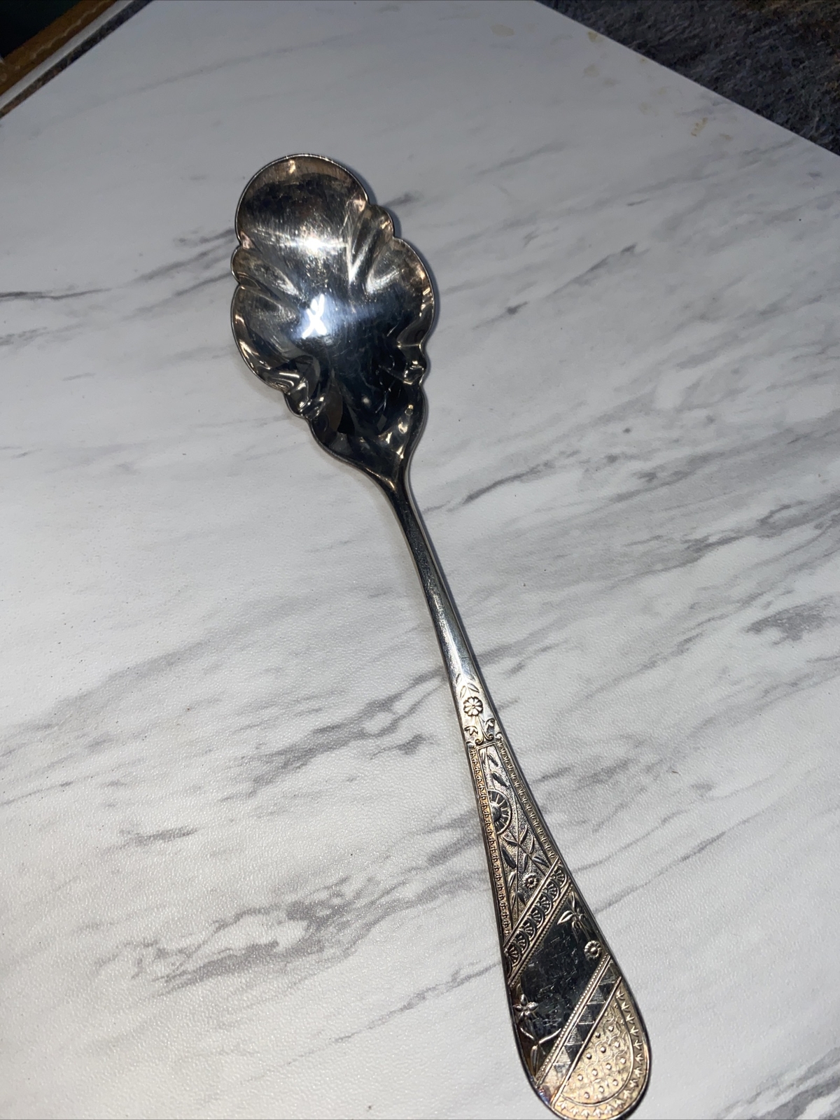Reed And Barton 1869 Brilliant Silver plate Solid Shell Casserole Spoon