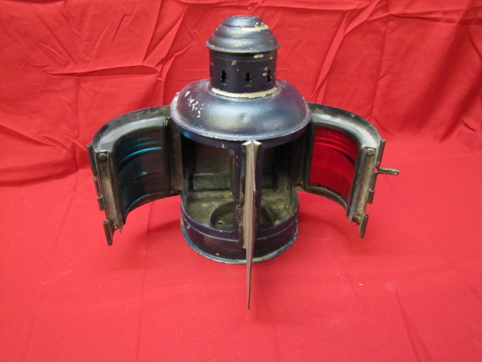 Vintage Perko E-Lite Marine Bow Lantern with Red and Green Glass Panels