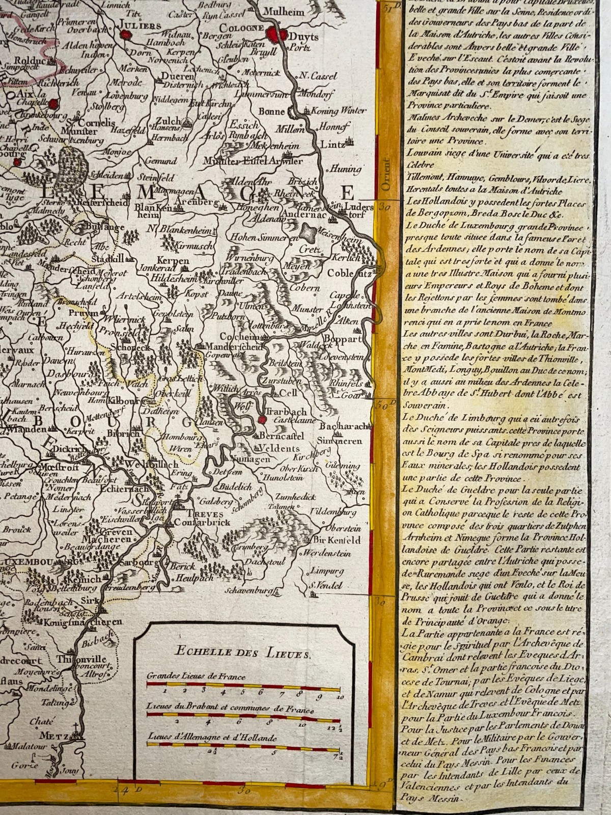 FLANDERS DATED 1756 J.B. NOLIN LARGE ANTIQUE ENGRAVED MAP 18TH CENTURY