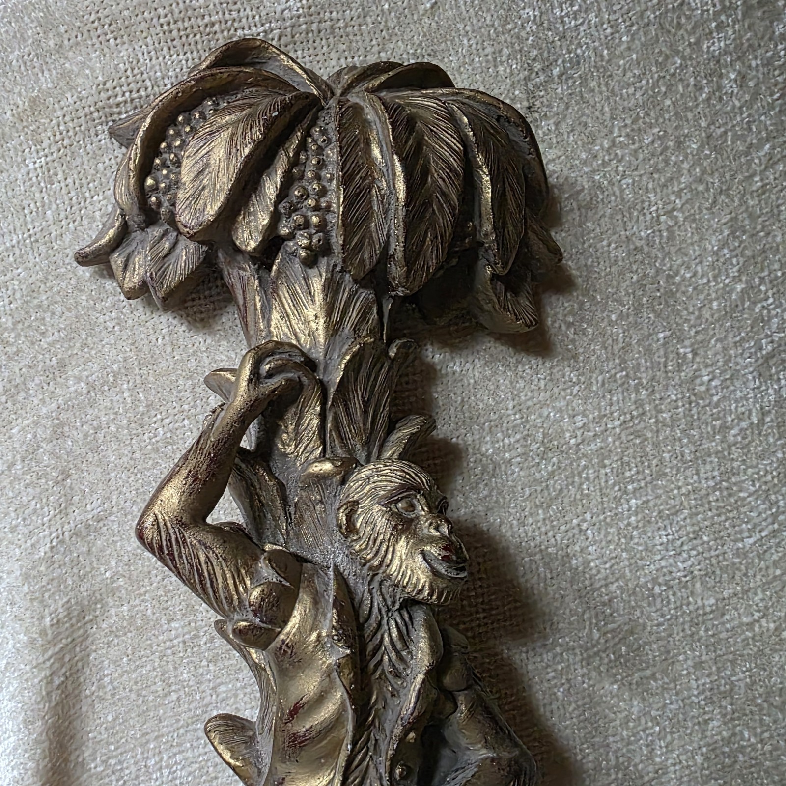 Monkey Palm Tree Double Sconce Gold MCM Hollywood Regency Chinoiserie Baroque