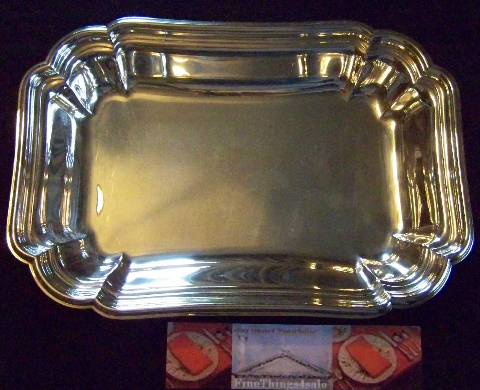 REED BARTON CHADWICK ExLg OPEN ENTREE or BREAD SERVING DISH TRAY HAS FANCY RIM